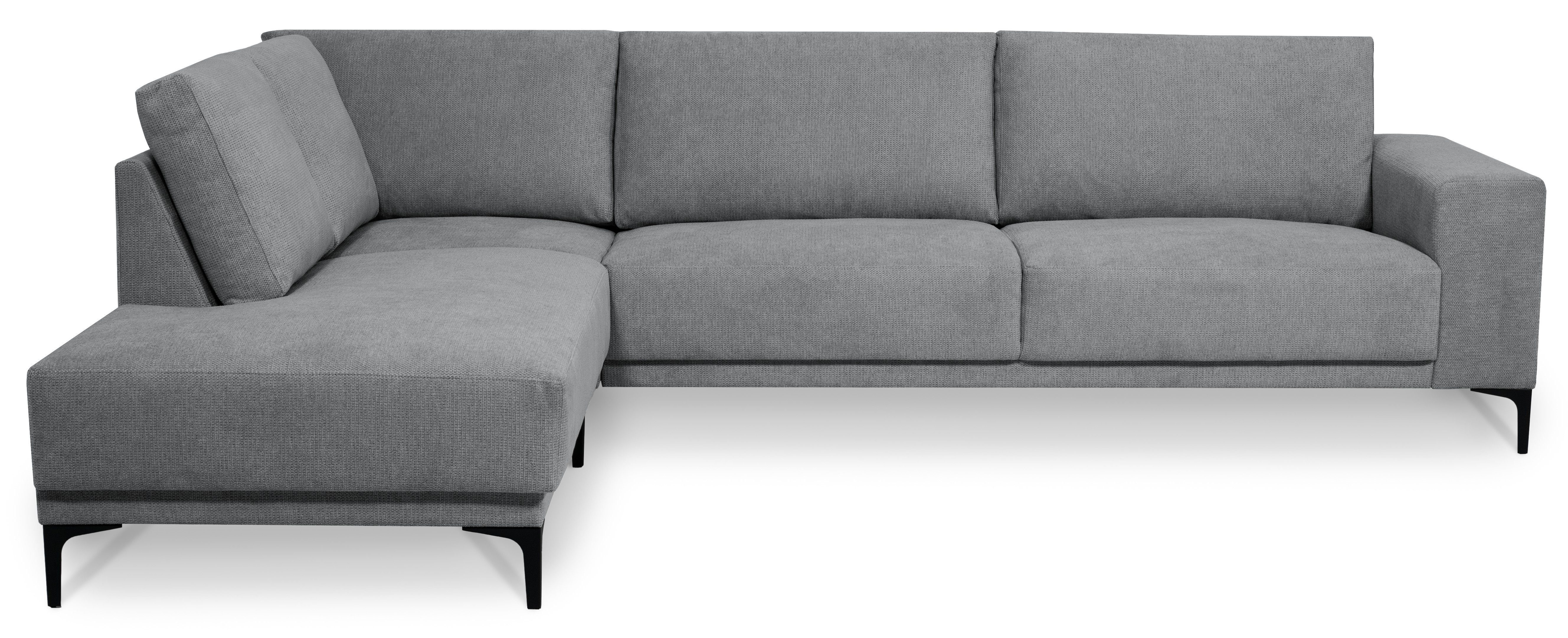Places of Style Hoekbank Xander, L-model, Breedte 289 cm, geweven stof, soft-touch chenille, zwarte metalen voeten