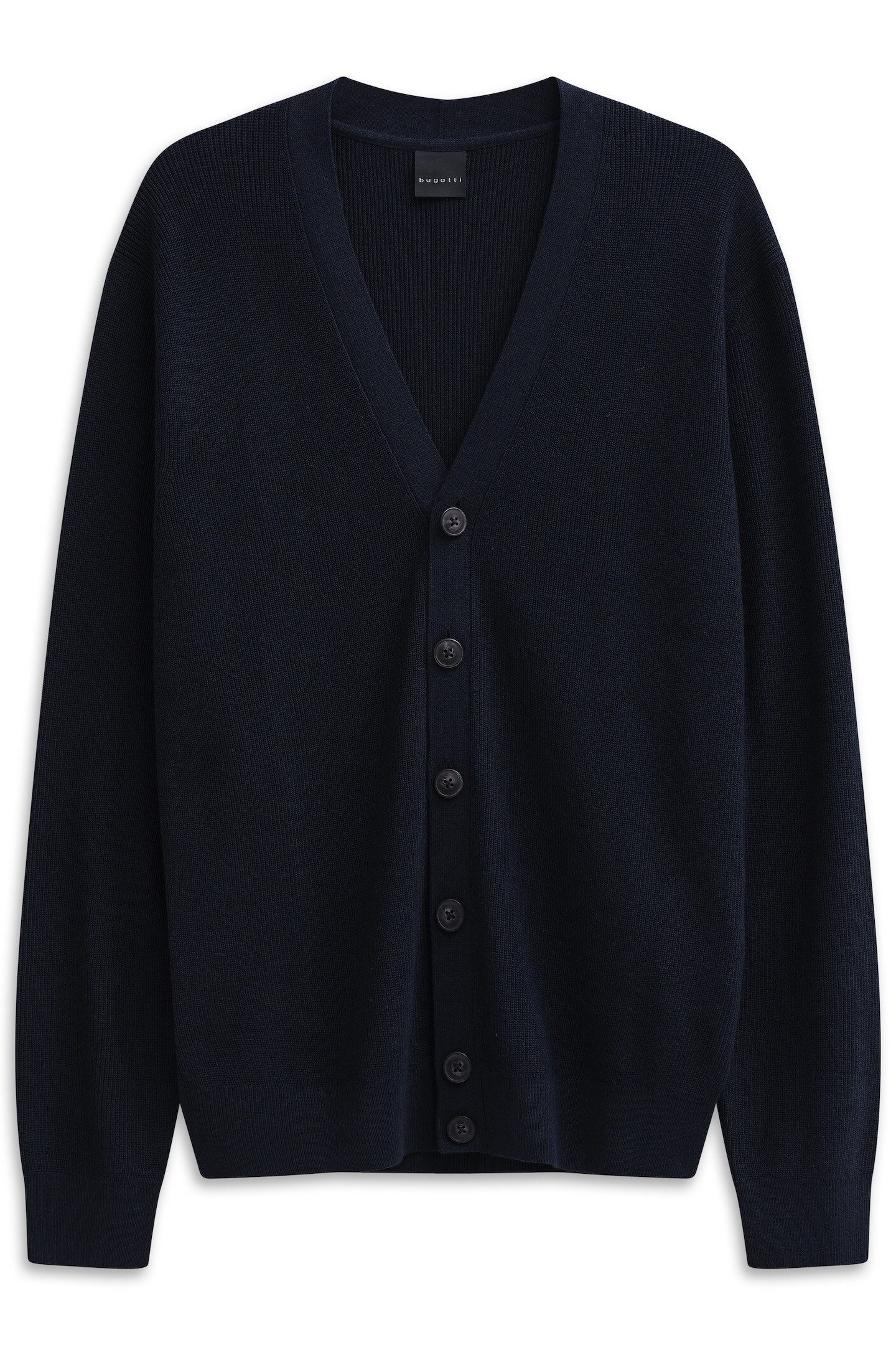 Bugatti Cardigan Regular fit met v-hals en ribstructuur