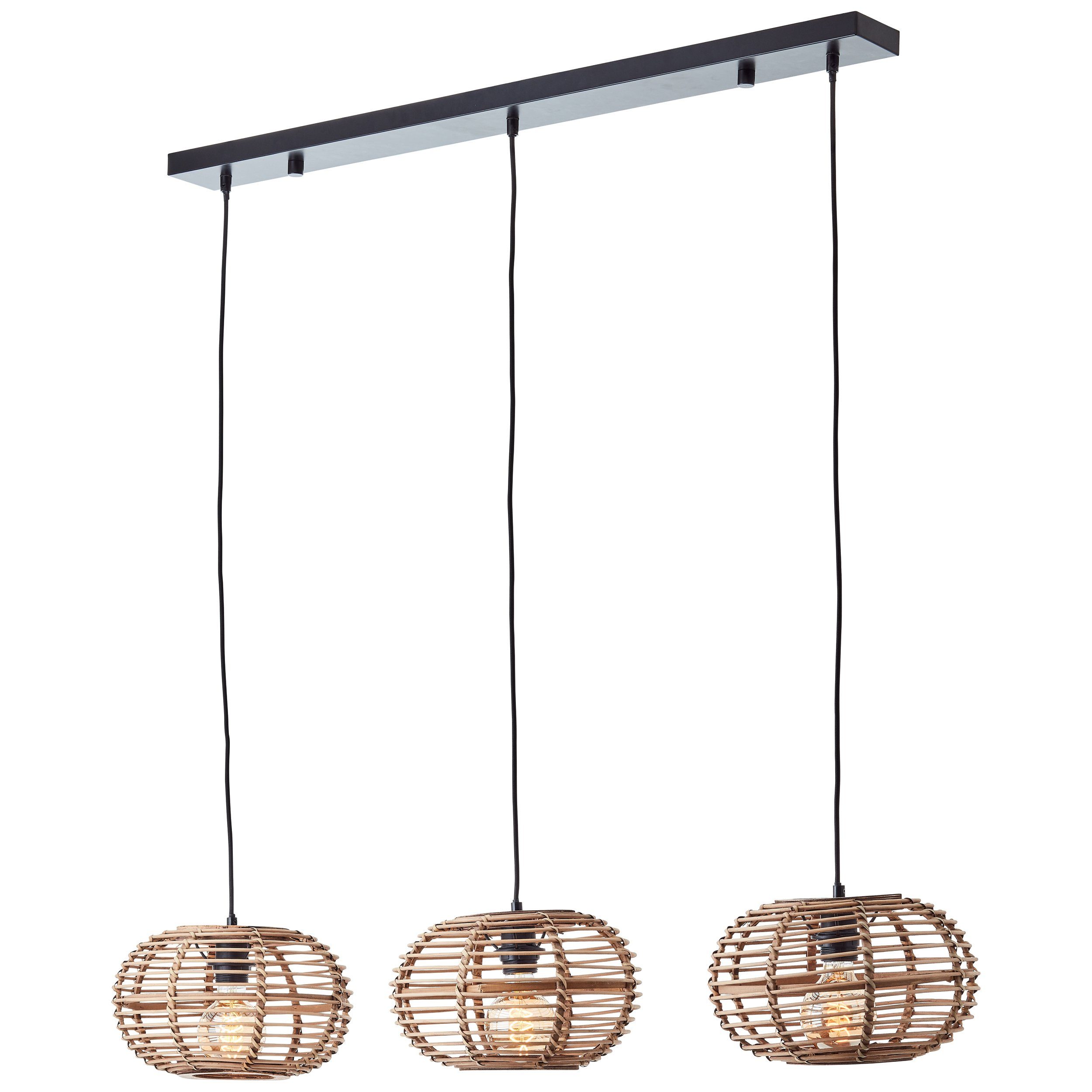 Brilliant Leuchten Hanglamp Woodball 3-vlamige bamboe hanglamp - 3x e27 max. 40 w - 142 cm x 111 cm (1 stuk)