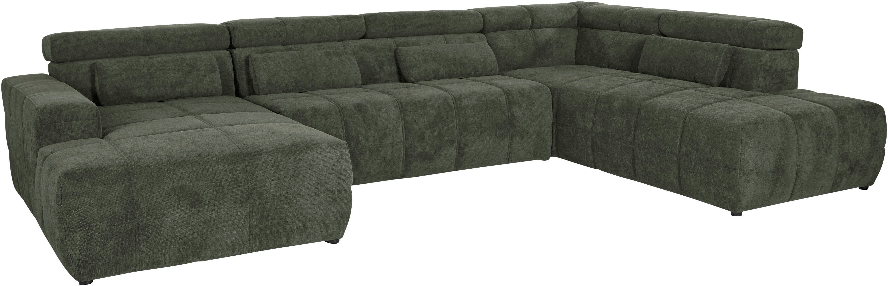 DOMO collection Zithoek Brandon viele Bezugsarten, auch in Cord und Leder, incl. Nierenkissen met hoofdsteunverstelling, optionele zitdiepteverstelling, u-vorm