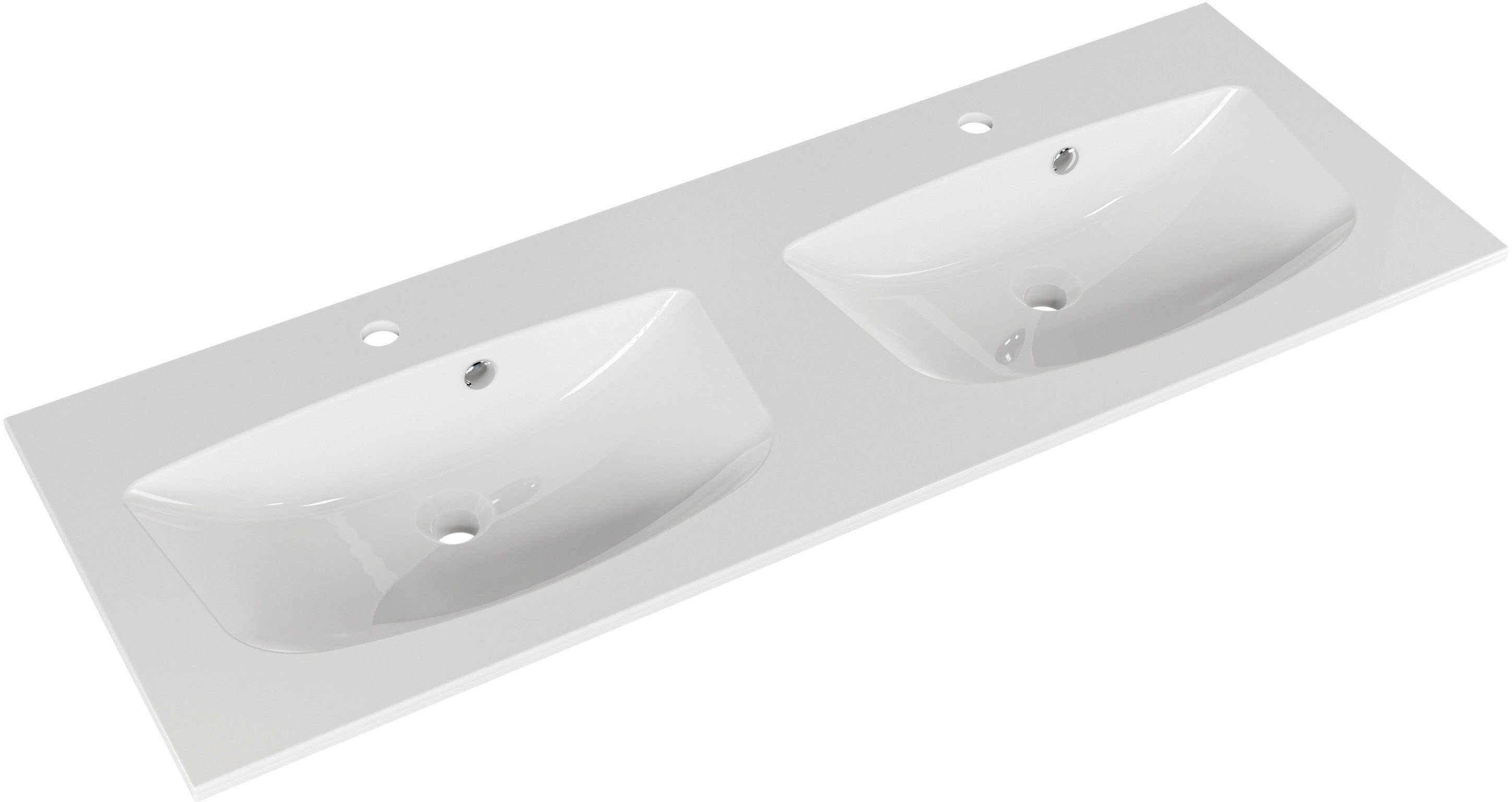 Saphir Badkamerserie Serie 6025 2-delig, mineraalmarmeren wastafel met led-spiegelkast Wastafelmeubel 132 cm breed, 4 laden, 2 spiegeldeuren, incl. deurdemper (2-delig)