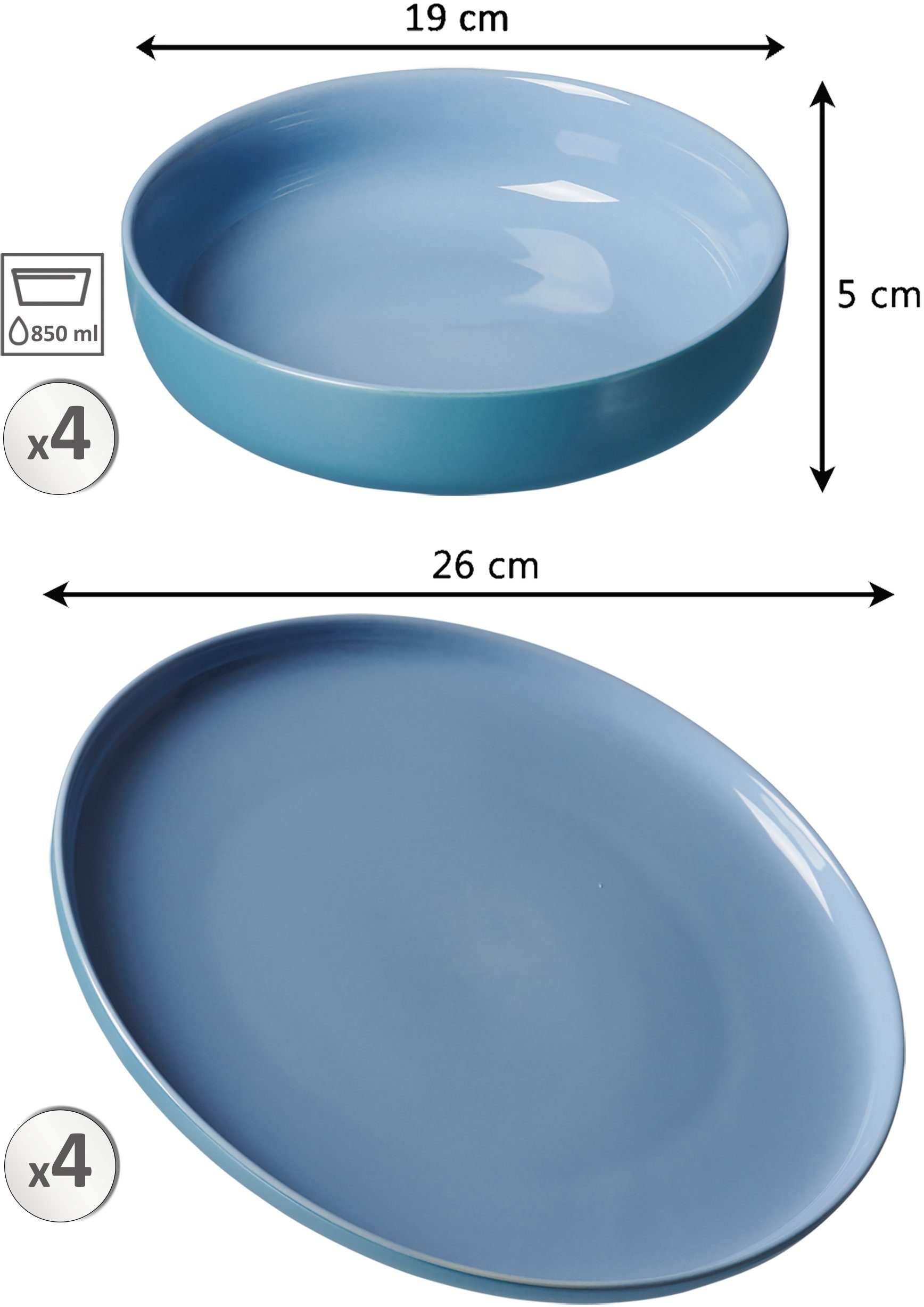 Ritzenhoff & Breker Eetservies Bordenset, Serviesset Jasper Scandinavische stijl, 8 delen, voor 4 personen (set, 8-delig)