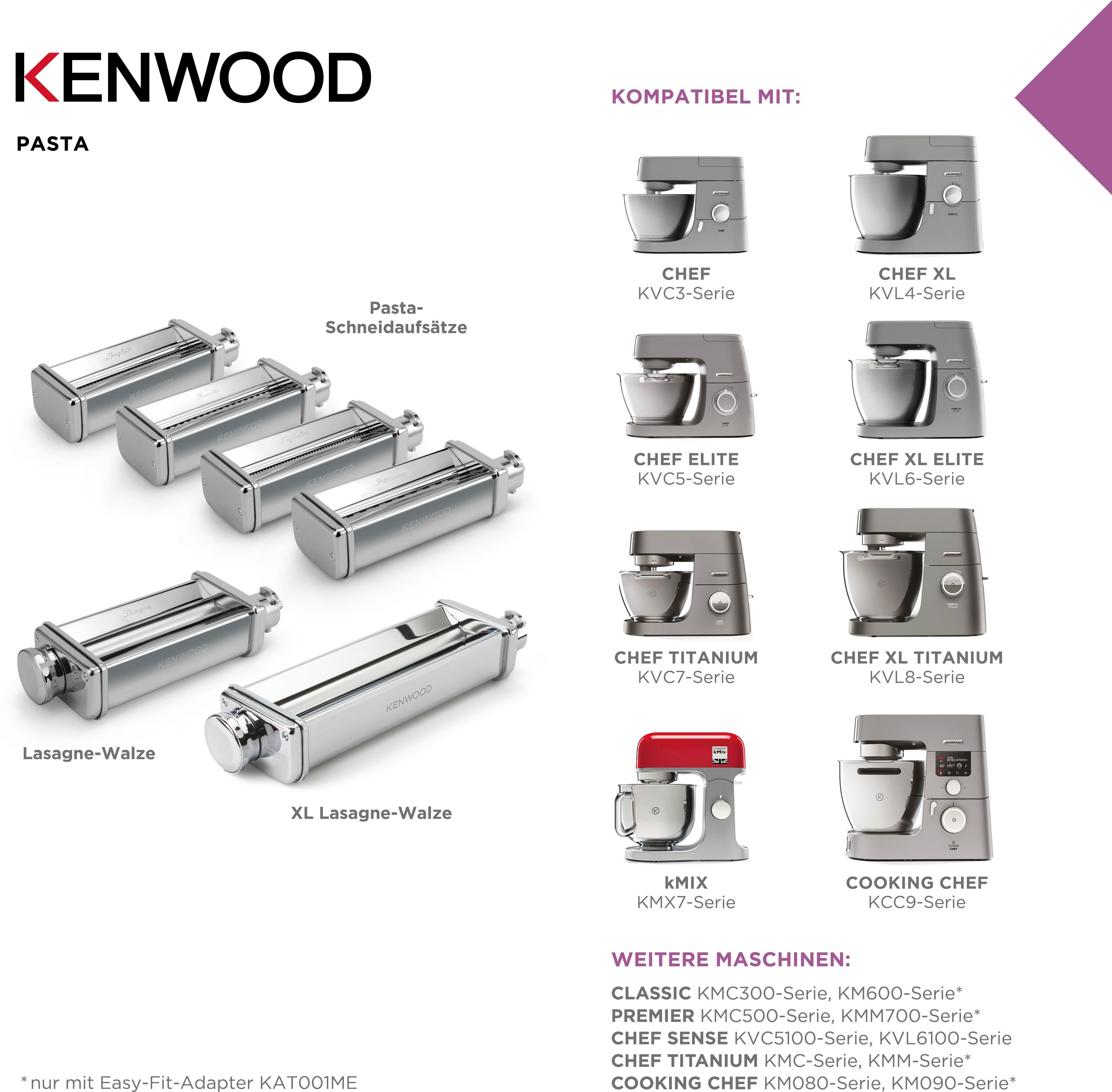 KENWOOD Pasta accessoire pakket Pastaset voor lasagne, spaghetti en fettuccine MAX980ME