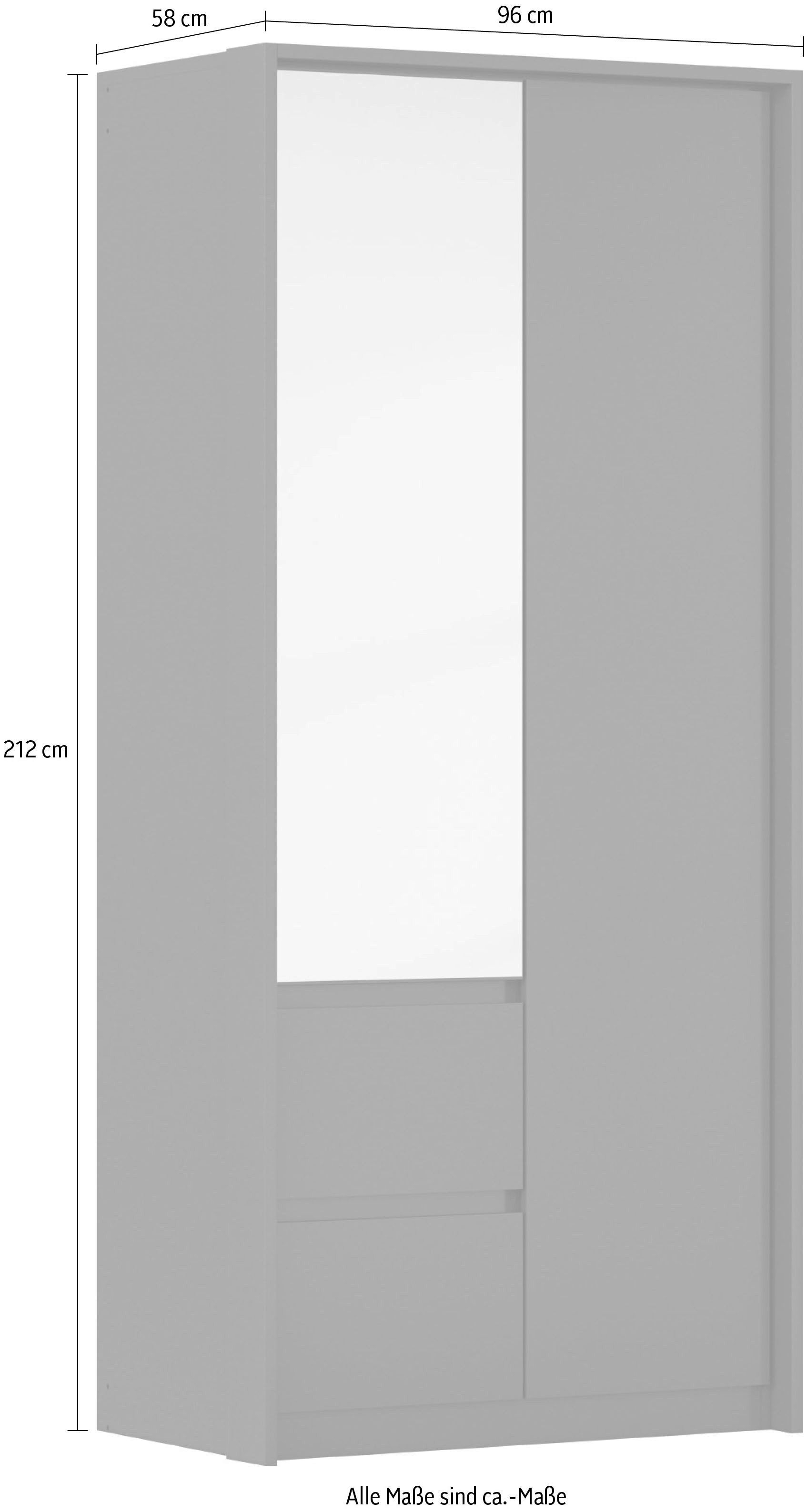 rauch Draaideurkast Mainz met spiegel en passe-partout optioneel met verlichting, buitendeuren met push-to-openfunctie