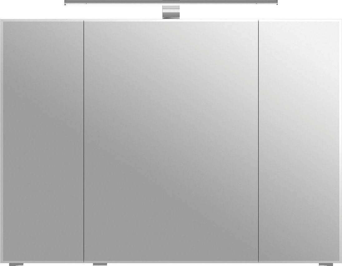 Saphir Spiegelkast 6005 Sprint badkamermeubel, 3 spiegeldeuren, 6 legplanken, 98 cm breed spiegels & verlichting wit