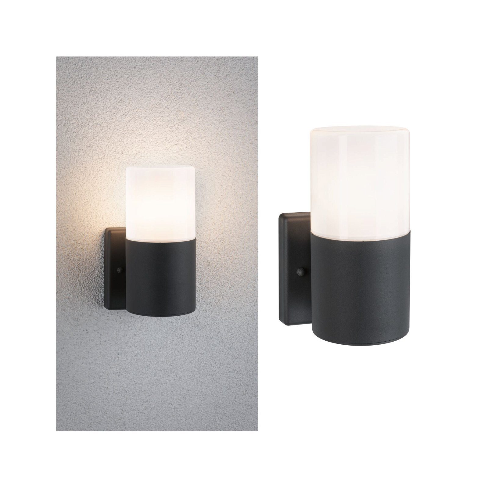 Paulmann Wandlamp voor buiten Tubs IP44 rond 105x123mm max. 15W 230V Grijs mat Metaal, Kunststof (1 stuk)