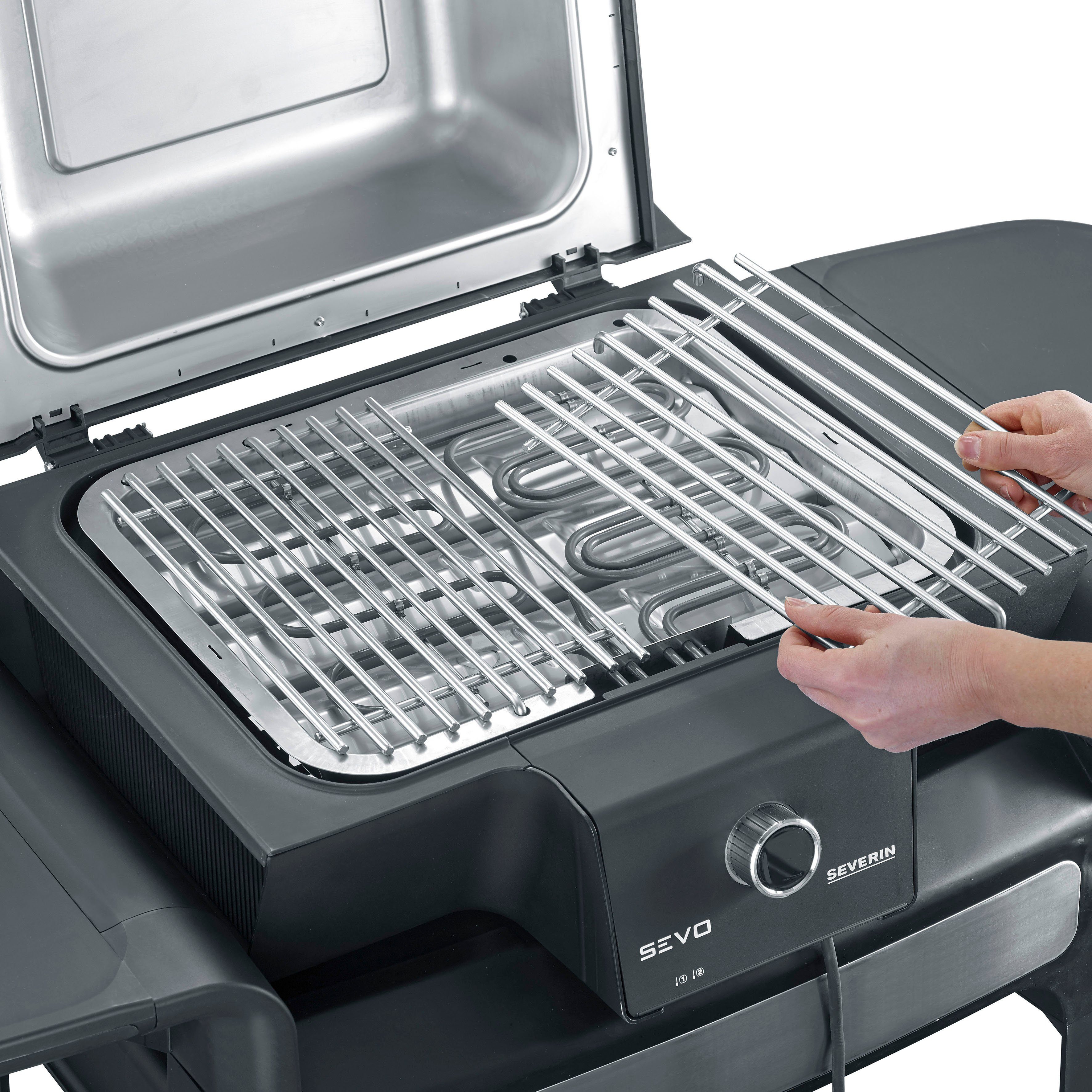 Severin Staande elektrische barbecue SEVO GTS PG 8107 snelle start, safe touch-oppervlak, ook als tafelgrill te gebruiken