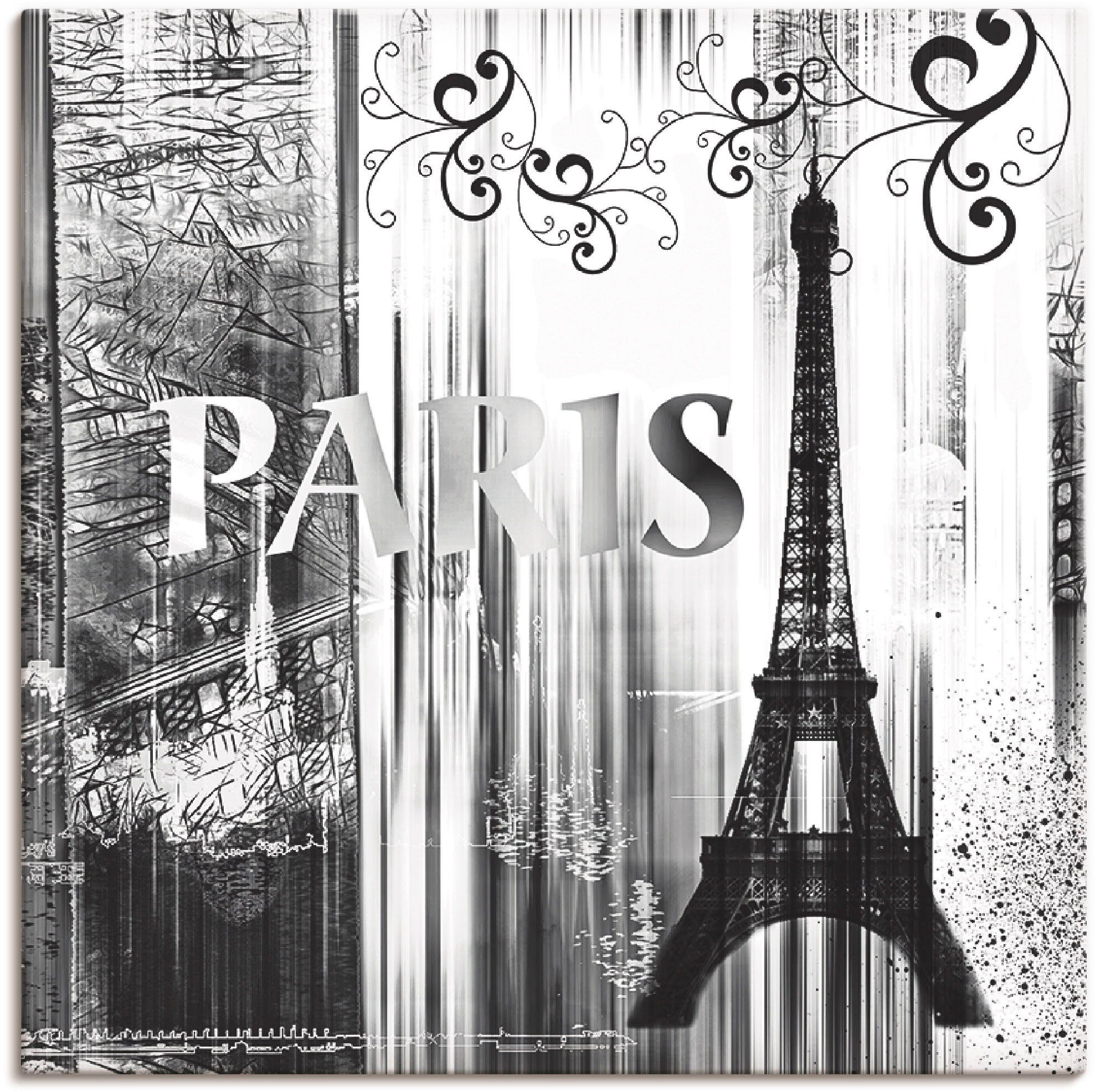 Artland Artprint Parijs Wereldstad - abstracte collage 04 in vele afmetingen & productsoorten -artprint op linnen, poster, muursticker / wandfolie ook geschikt voor de badkamer (1