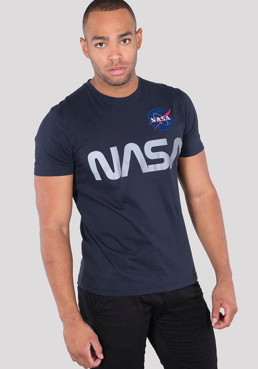 Alpha Industries Shirt met ronde hals Nasa Reflective Tee heren ronde hals maat S blauw