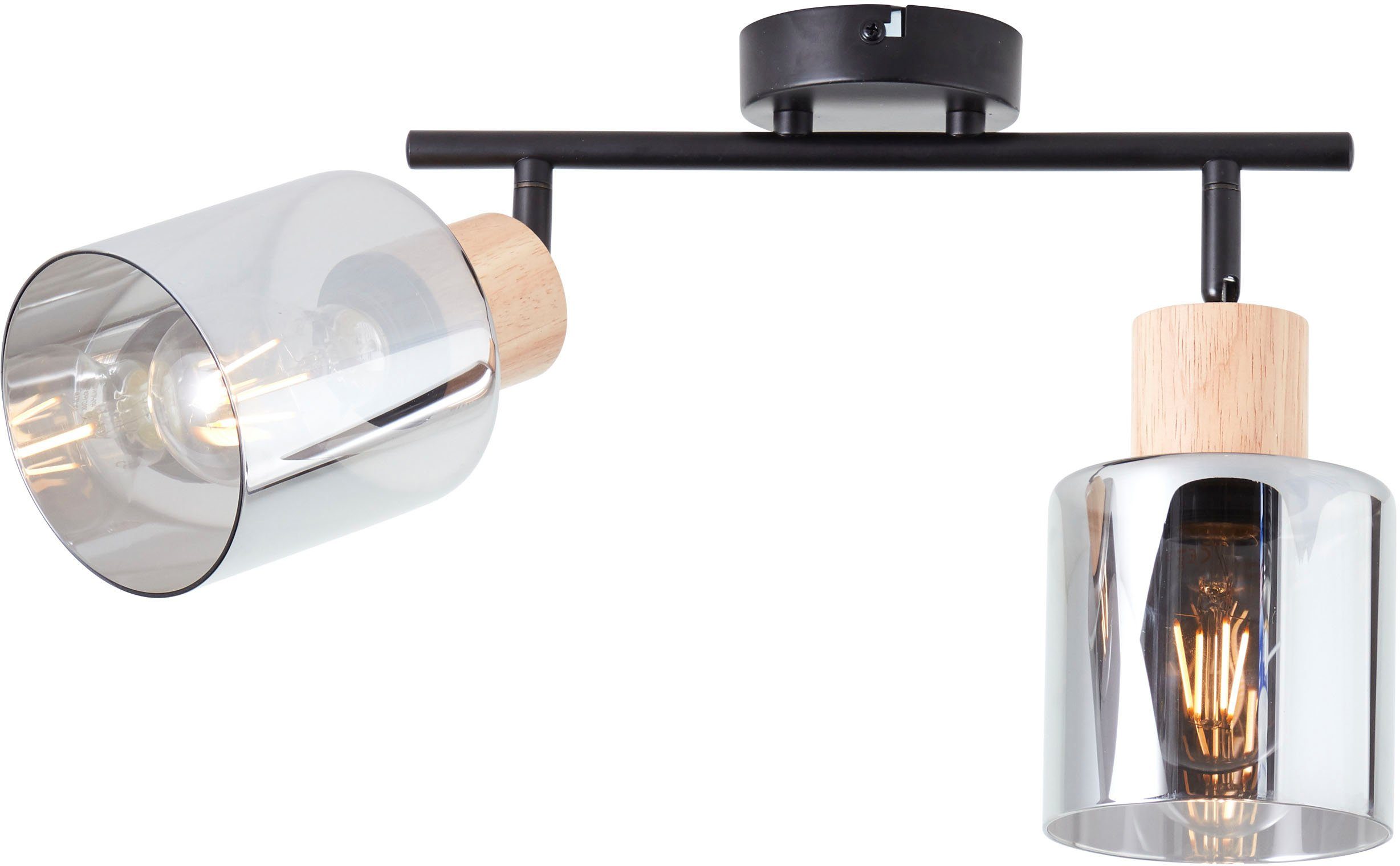 Brilliant Leuchten Plafondspot Weald Plafondspot met rookkleurige glazen kappen - 2 x E27 max. 40 W
