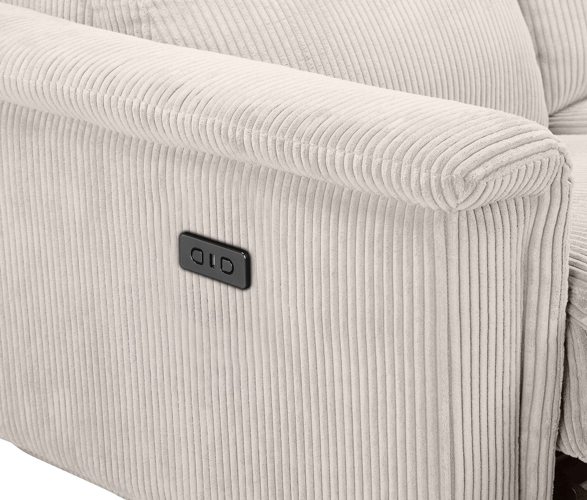 Places of Style 3-zitsbank Lund Cord, met handmatige of elektrische relaxfunctie in 2 zitplaatsen