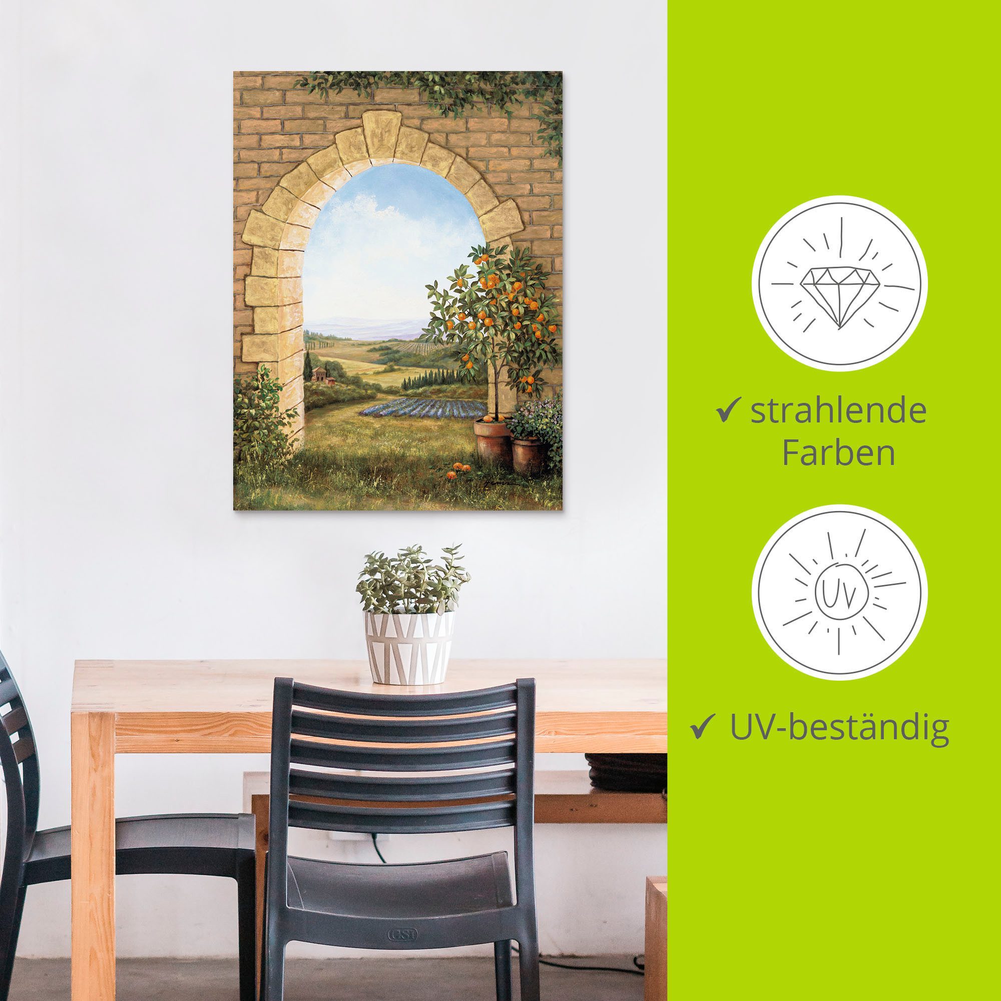 Artland Artprint Sinaasappelboompje voor de boog als artprint van aluminium, artprint voor buiten, artprint op linnen, poster, muursticker