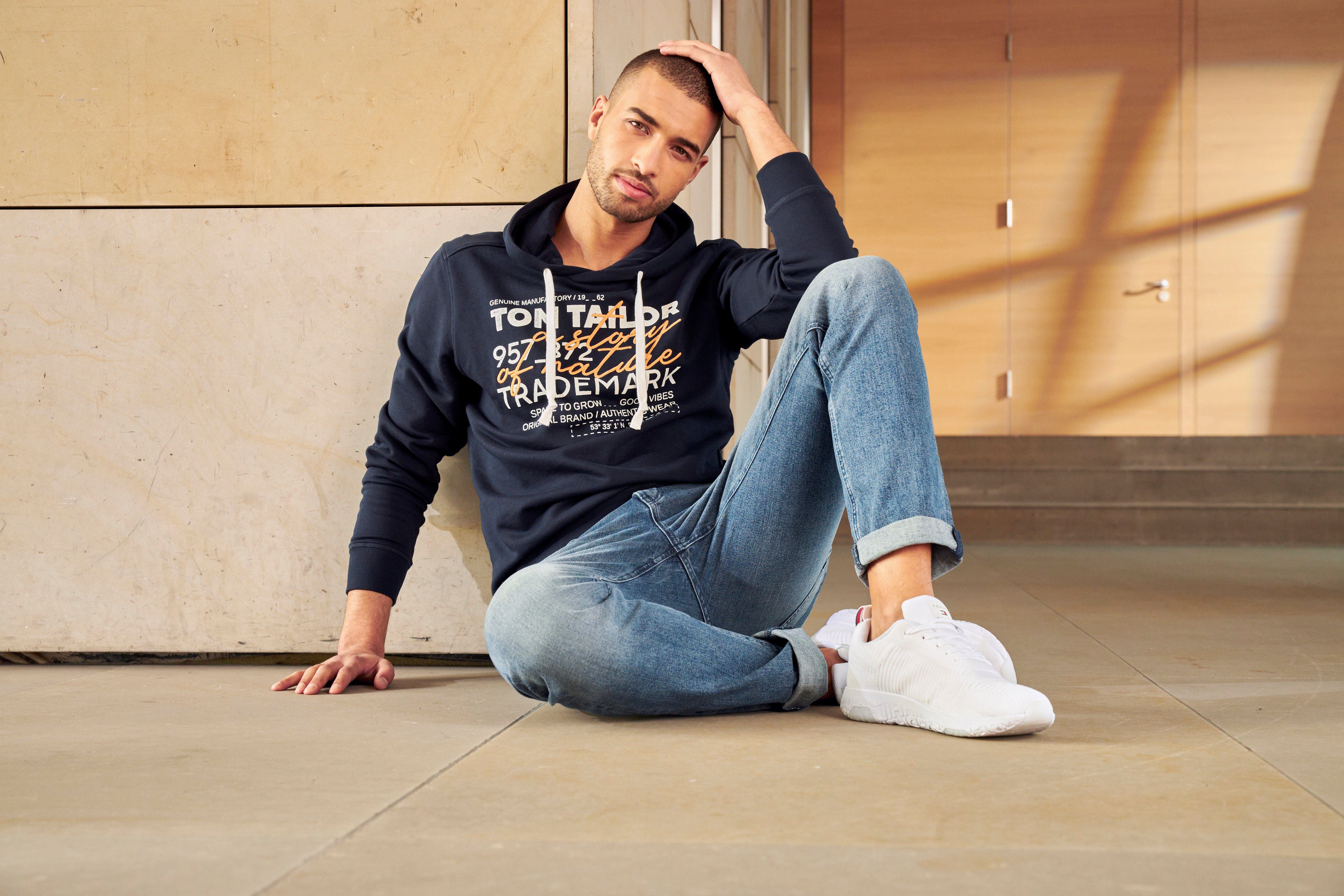 Tom Tailor Hoodie met casual frontprint + borduursel