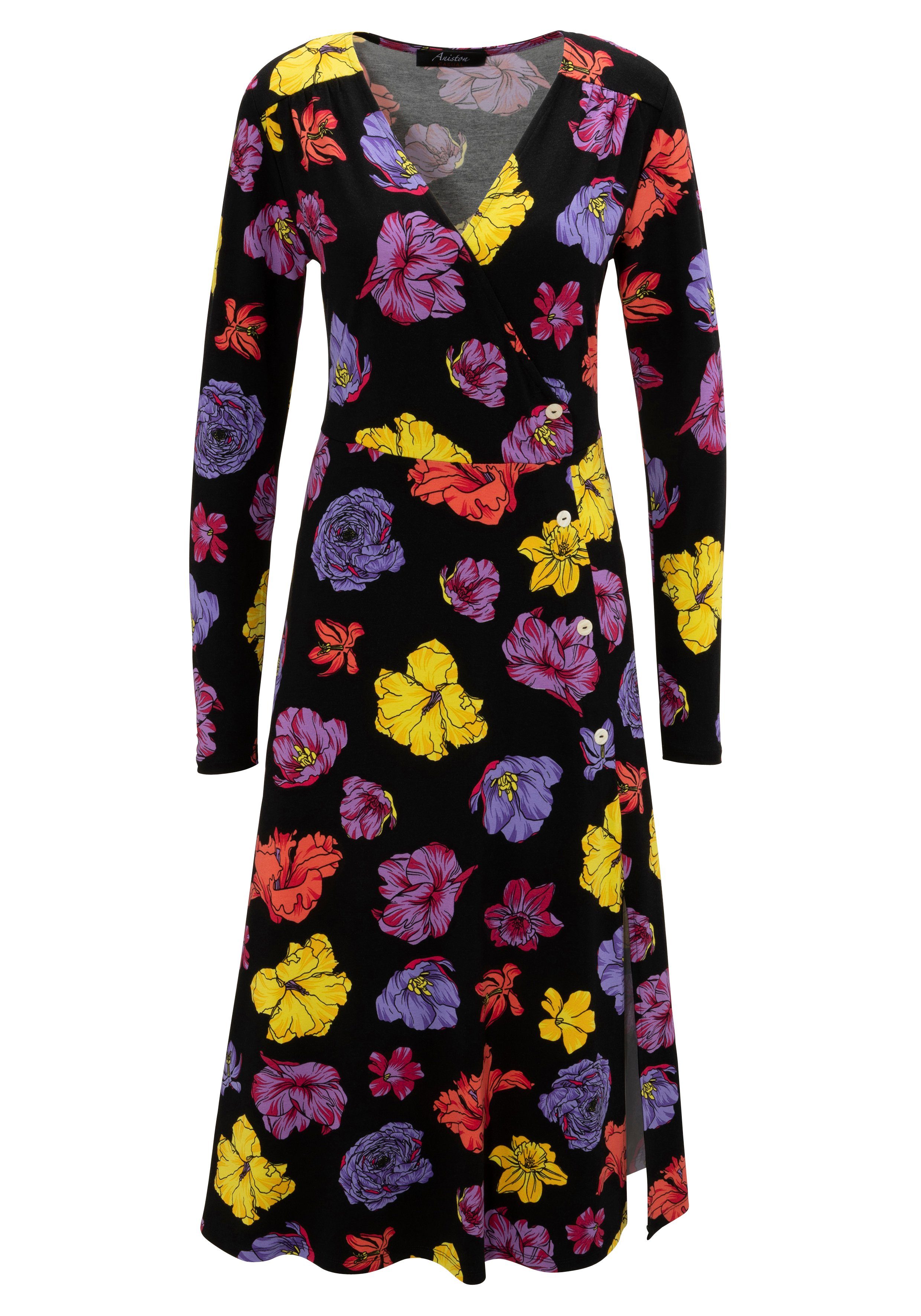 Aniston CASUAL Jerseyjurk met kleurrijke bloemen gedessineerd nieuwe collectie