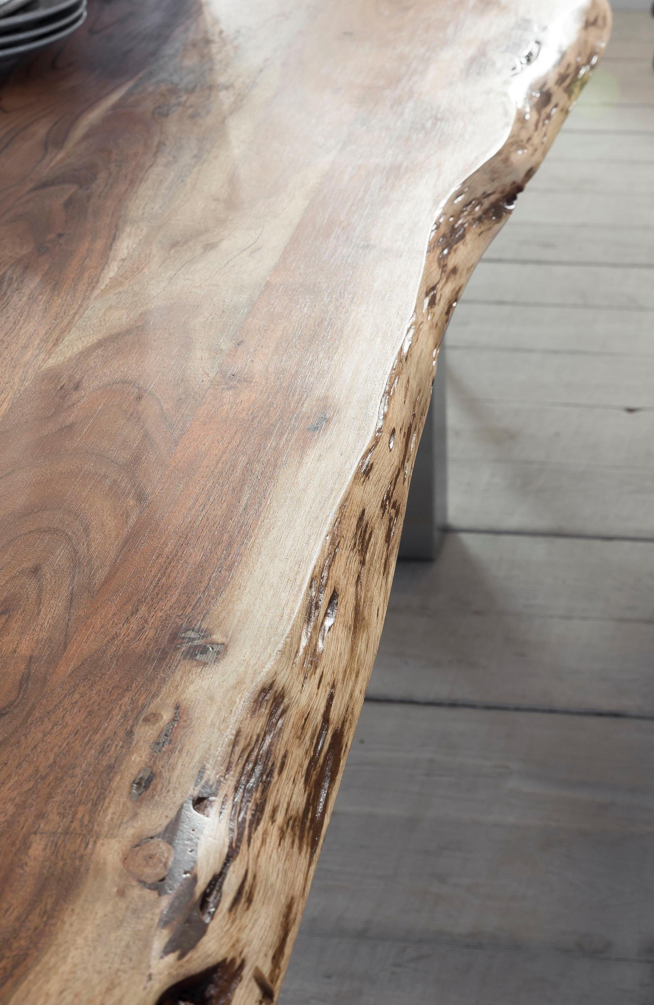 Home affaire Eettafel Manhattan in boomstam-look en frame u-model van wit metaal