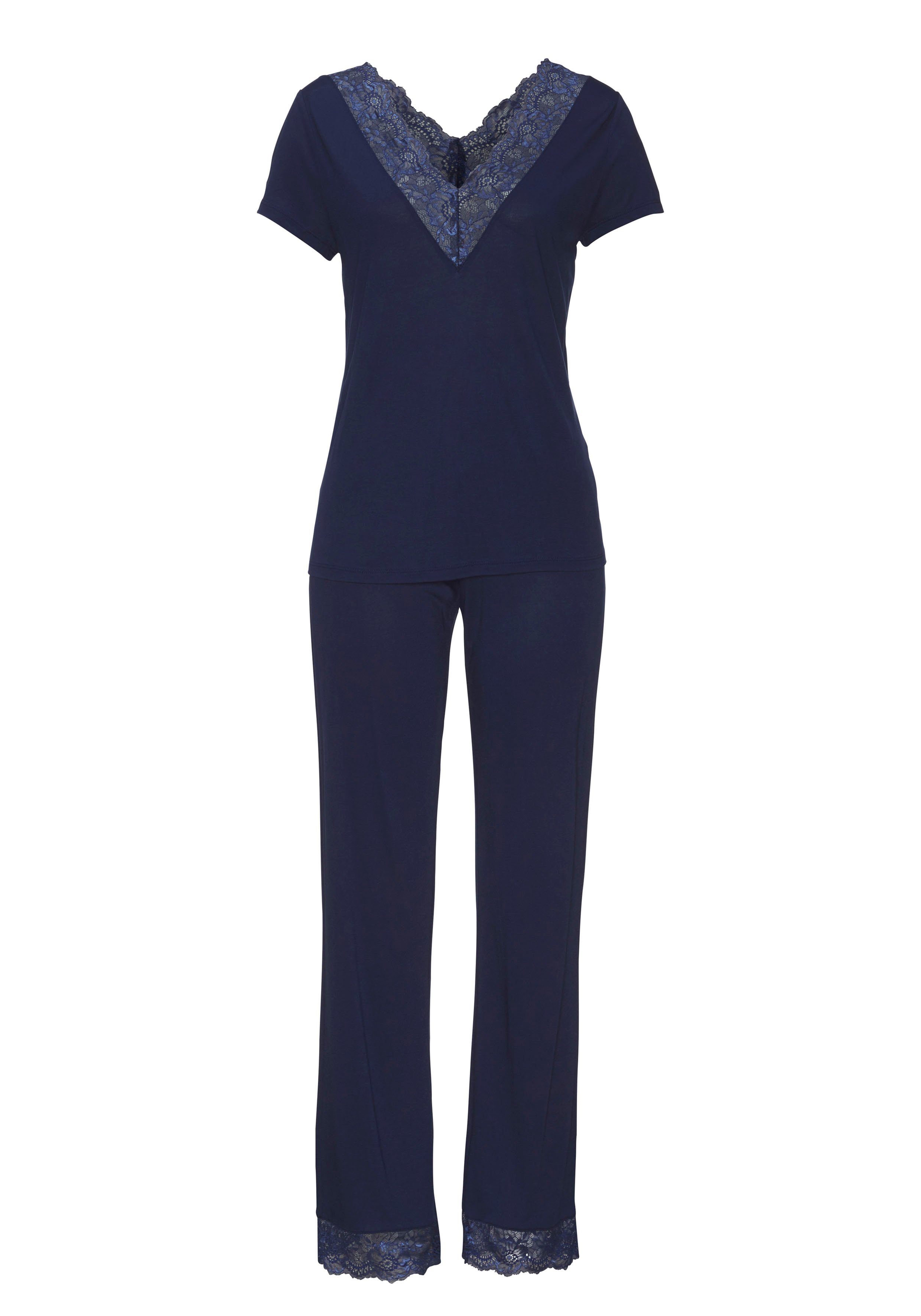 Lascana Pyjama met kanten details (2-delig, 1 stuk)
