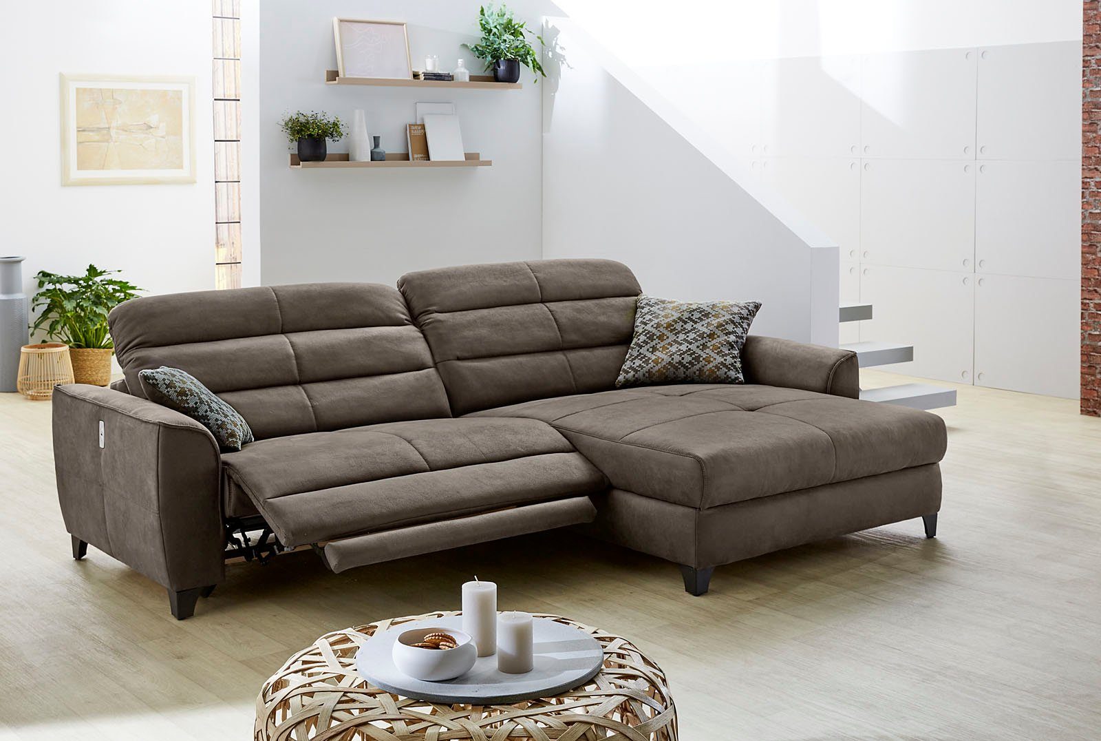 Jockenhöfer Gruppe Hoekbank Double One L-vorm met 2 x 120 cm brede, elektrisch verstelbare relaxfuncties