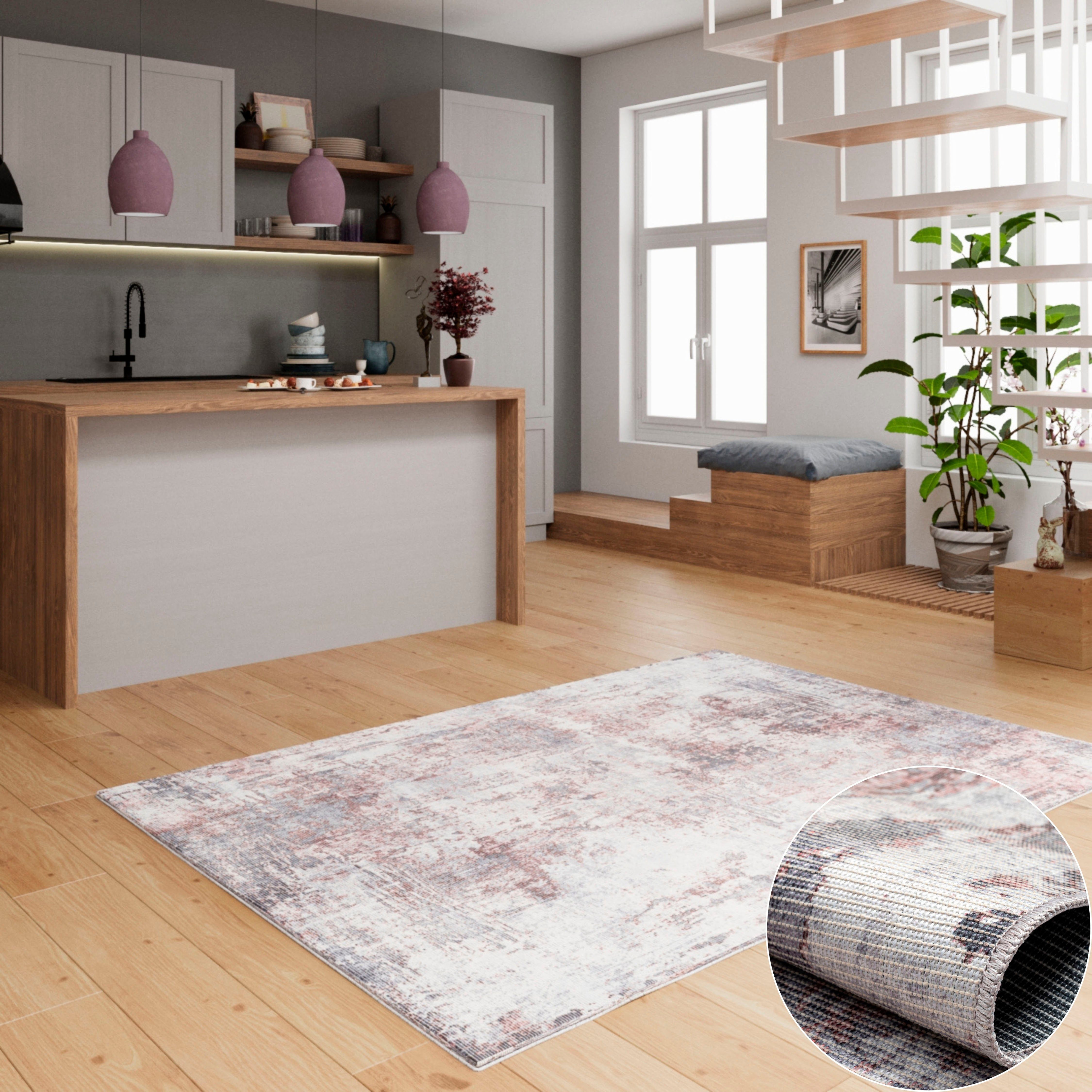 my home Vloerkleed Mülenen Kortpolig, modern ontwerp, wasbaar, geschikt voor binnen- en buitengebruik