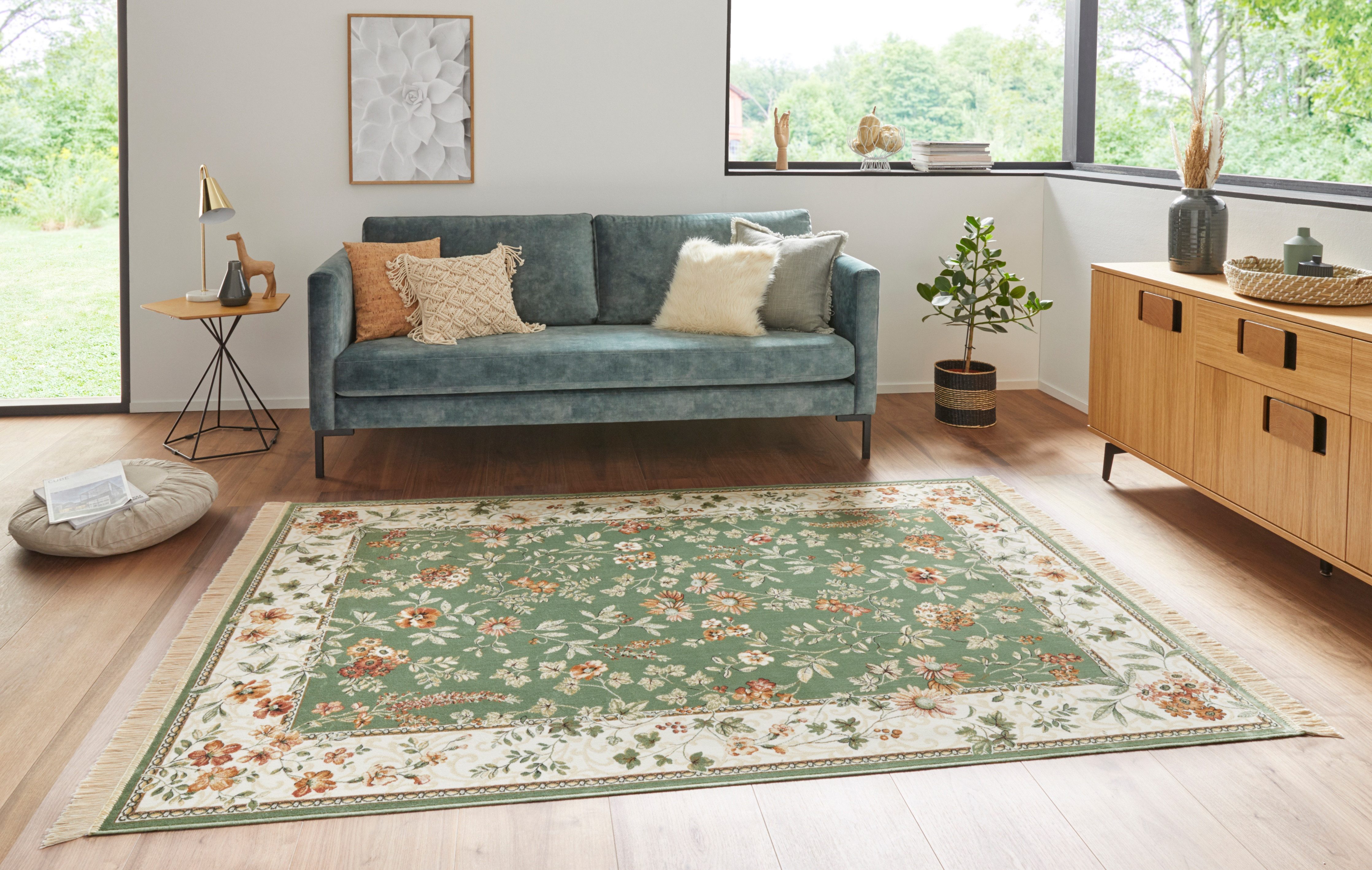NOURISTAN Vloerkleed Orient Flowers Korte pool met franjes, Orient, woonkamer, slaapkamer, eetkamer