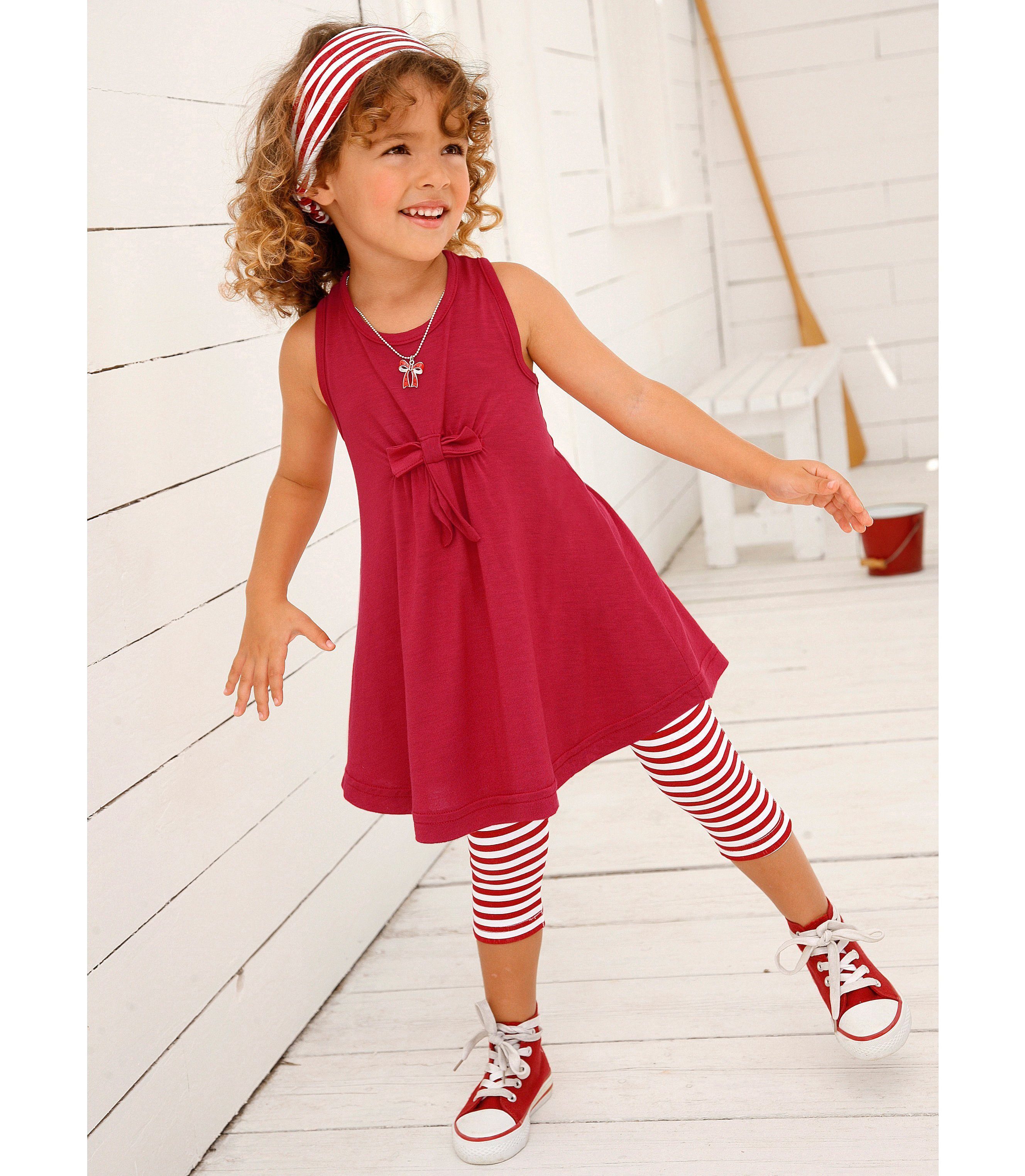 KIDSWORLD Jurk, legging & haarband 3-delig set: jurk, capri en gestreepte haarband (set, 3-delig)