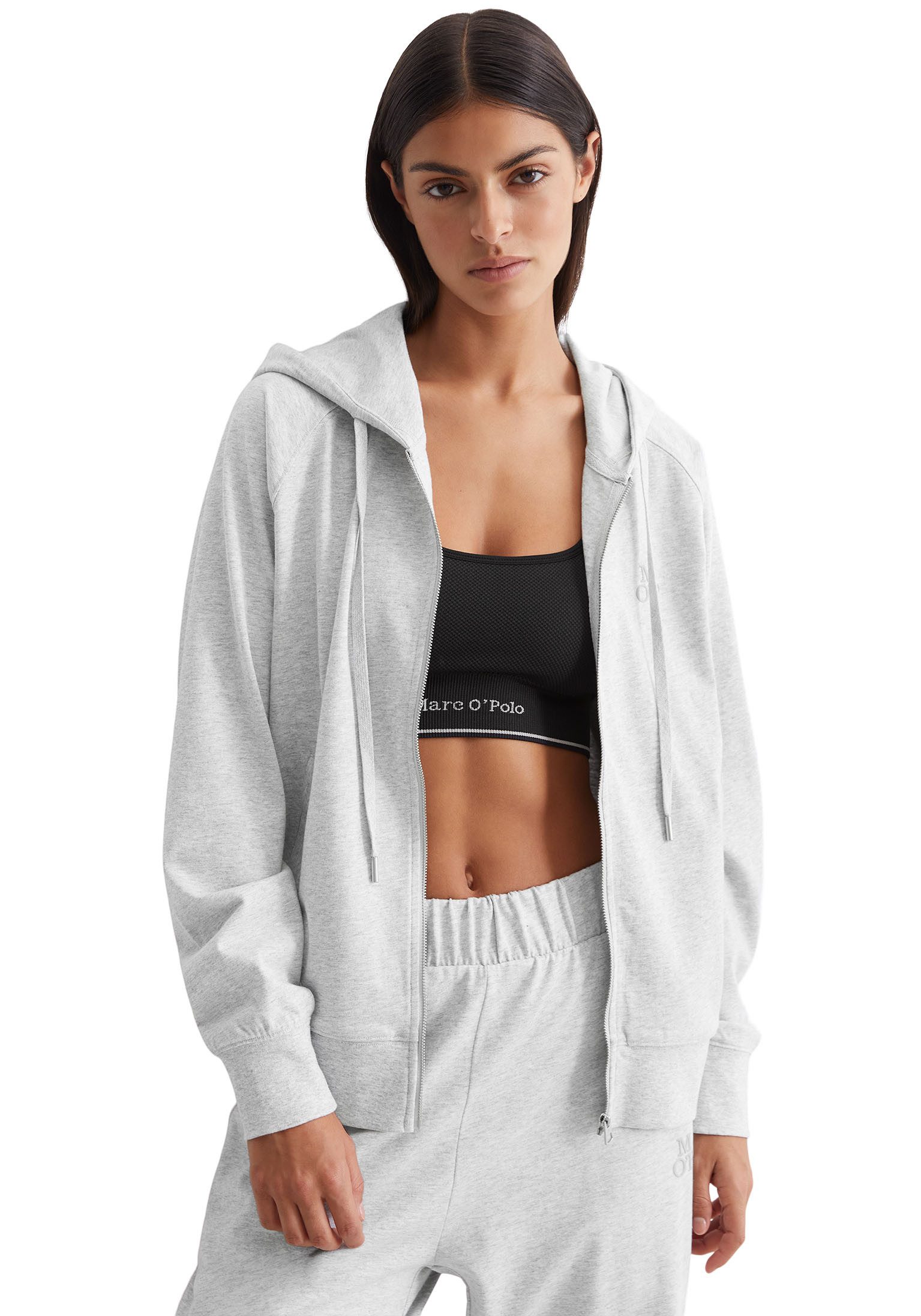 Marc O'Polo Capuchonsweatvest Heavy-jersey met een grote capuchon dames loungewear maat S grijs