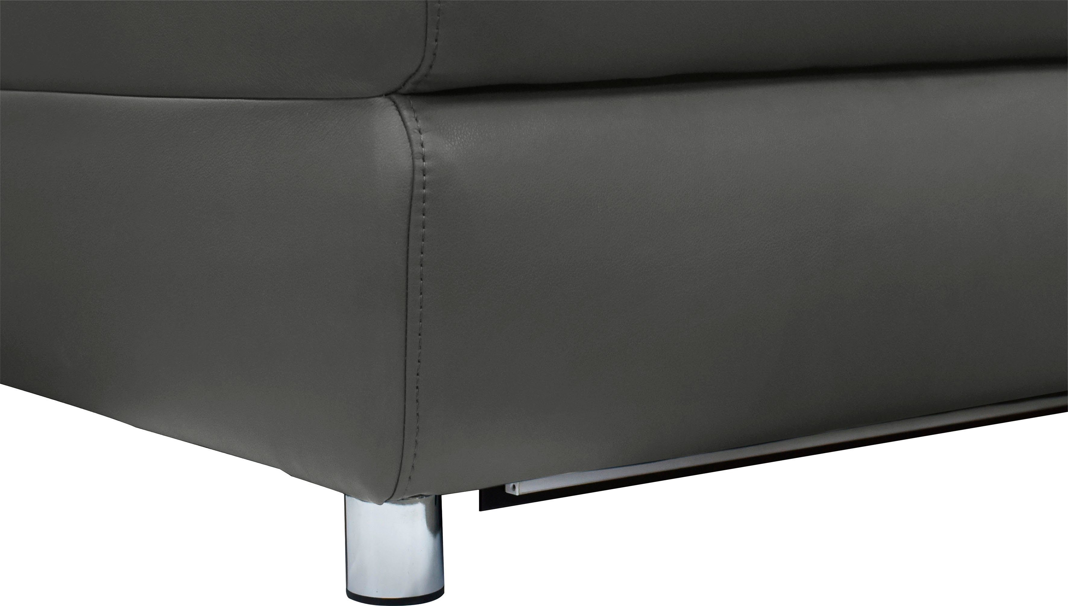 Places of Style Hoekbank Pareli, L-model, 259 cm, met récamier, echt leer, imitatieleer, weefstof