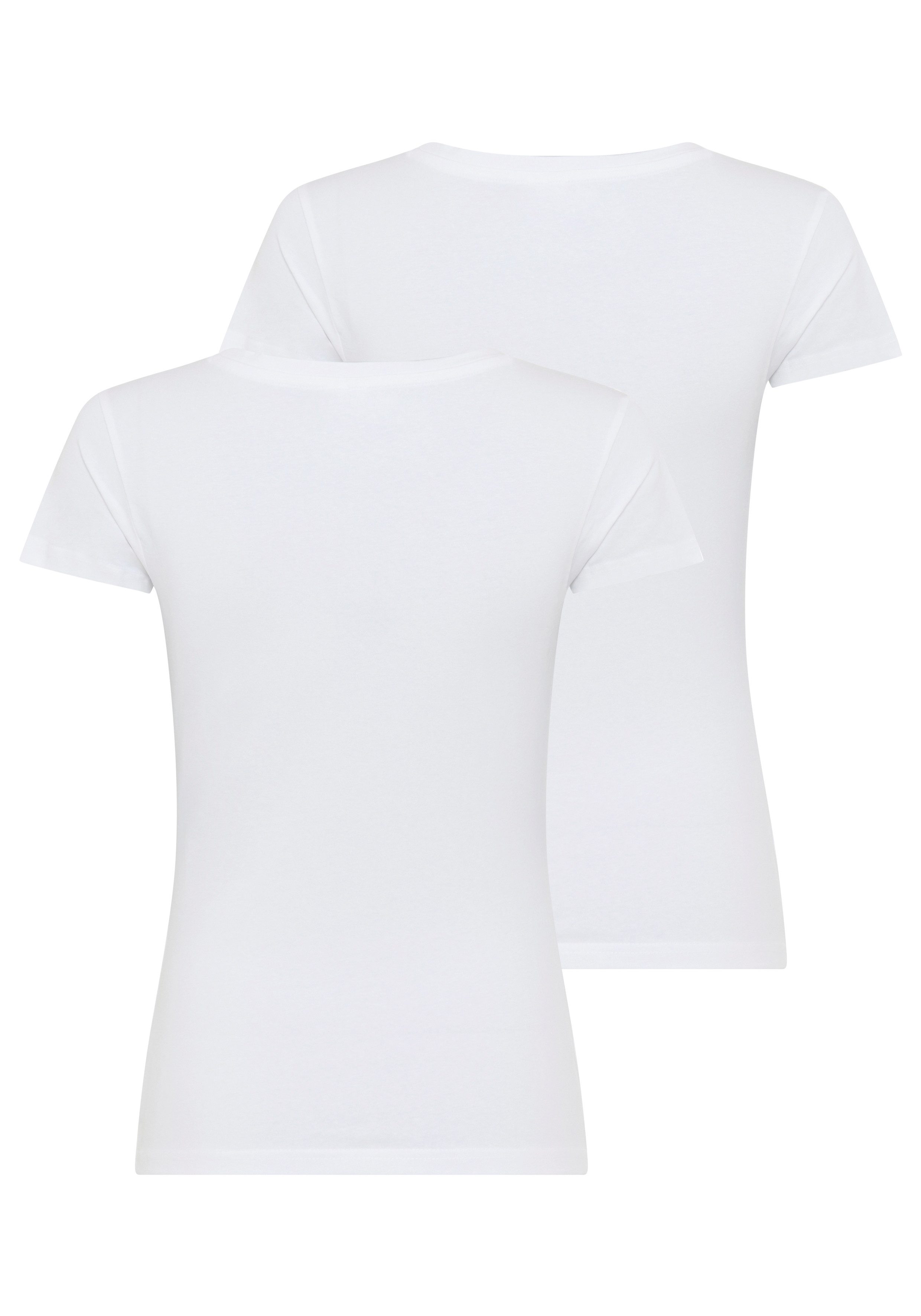 YSABEL MORA Shirt met korte mouwen met ronde hals, elastisch, katoenmix, zacht, basic (Set van 2)