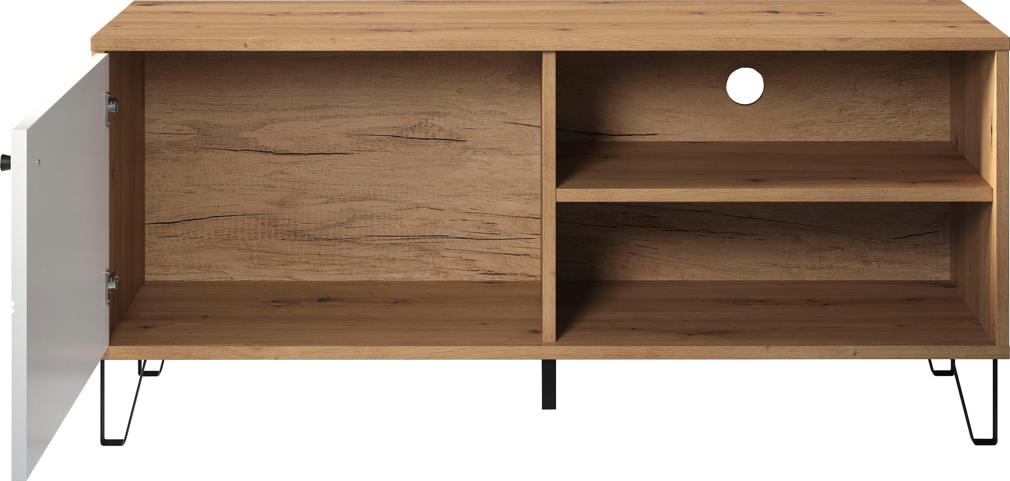 Places of Style Tv-meubel Tarragona TV-kast TV-lowboard met frezingen in ruitlook en praktische kabeldoorvoer