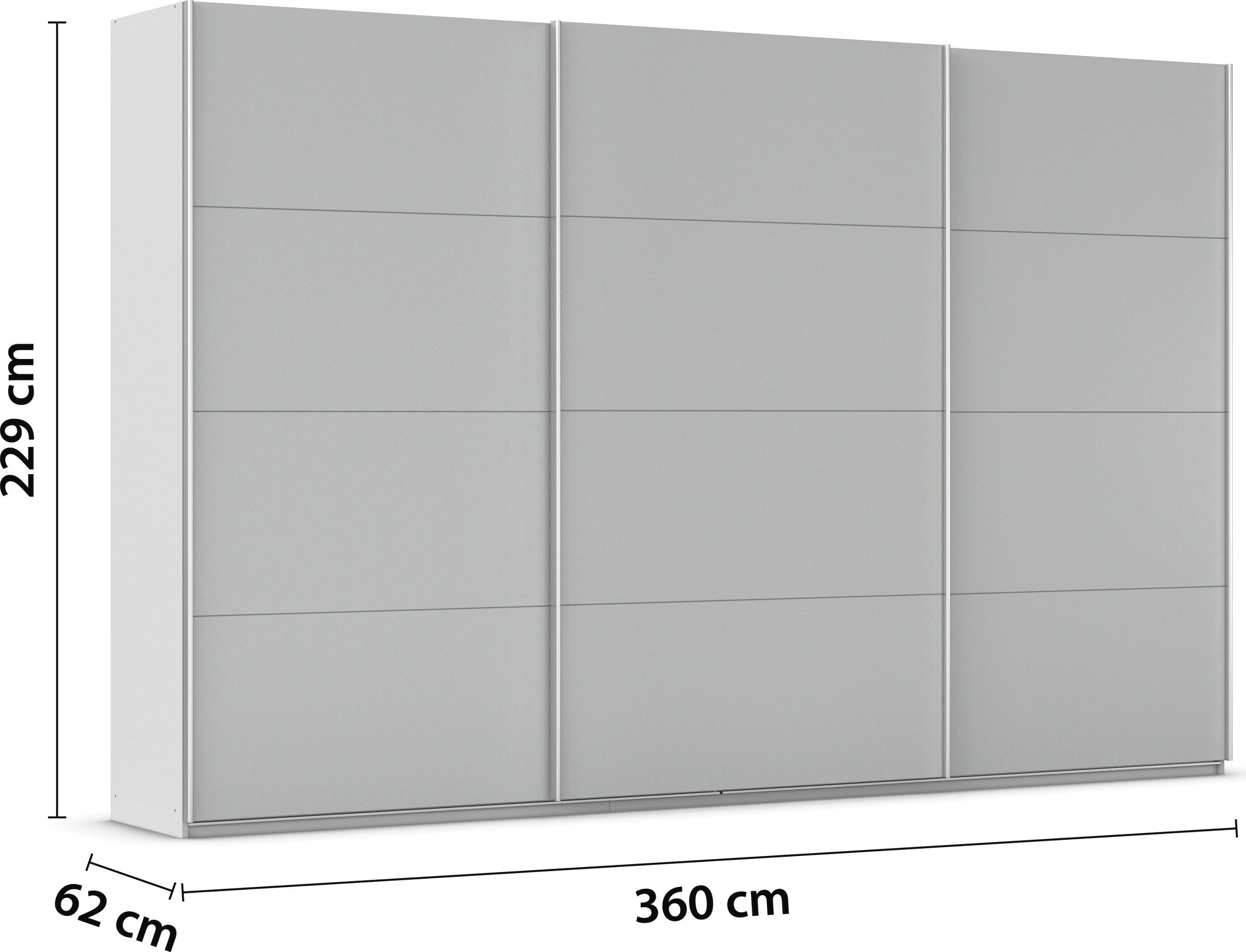 rauch Schuifdeurkast Kledingkast kast garderobe AGORDO met decor- of hoogglansfront doordachte binnenuitrusting, in 4 breedtes en 2 hoogtes made in germany