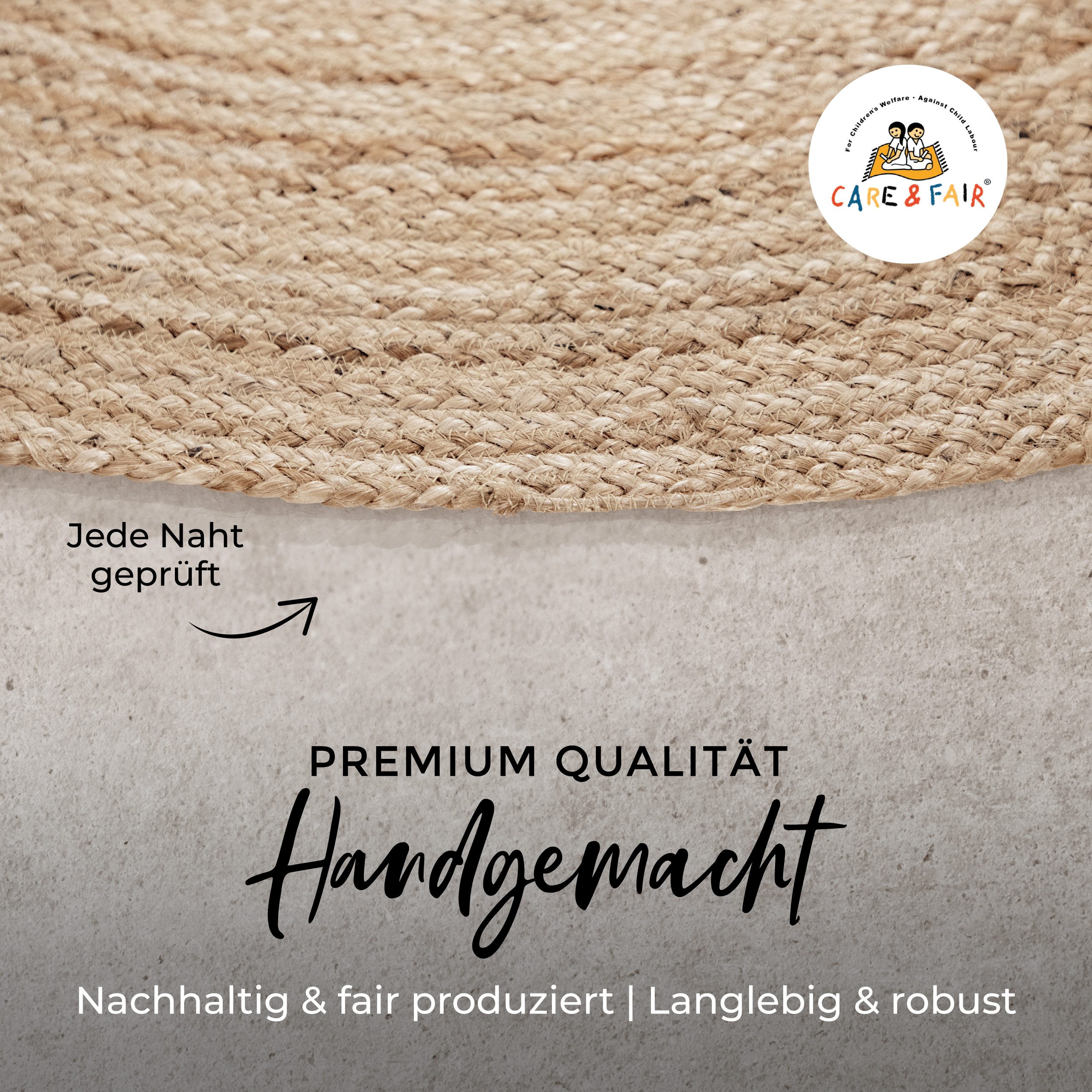 carpetfine Vloerkleed Nele jute-vloerkleed natuurmateriaal gevlochten tweezijdig te gebruiken kleed van 100% jute, in rond en ovaal, vele maten