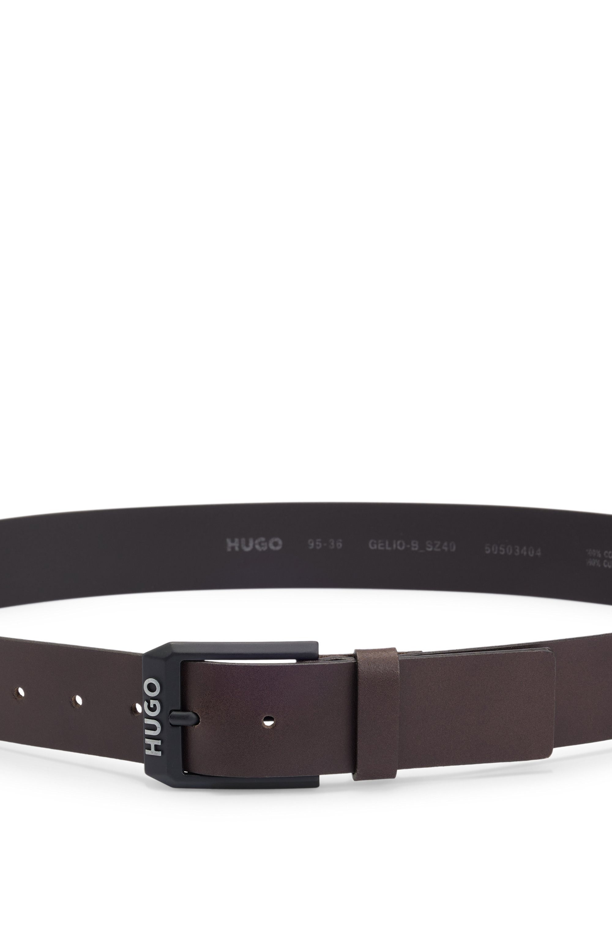 HUGO Leren riem Gelio-B_Sz40 HUGO merkembleem, rode treknaad