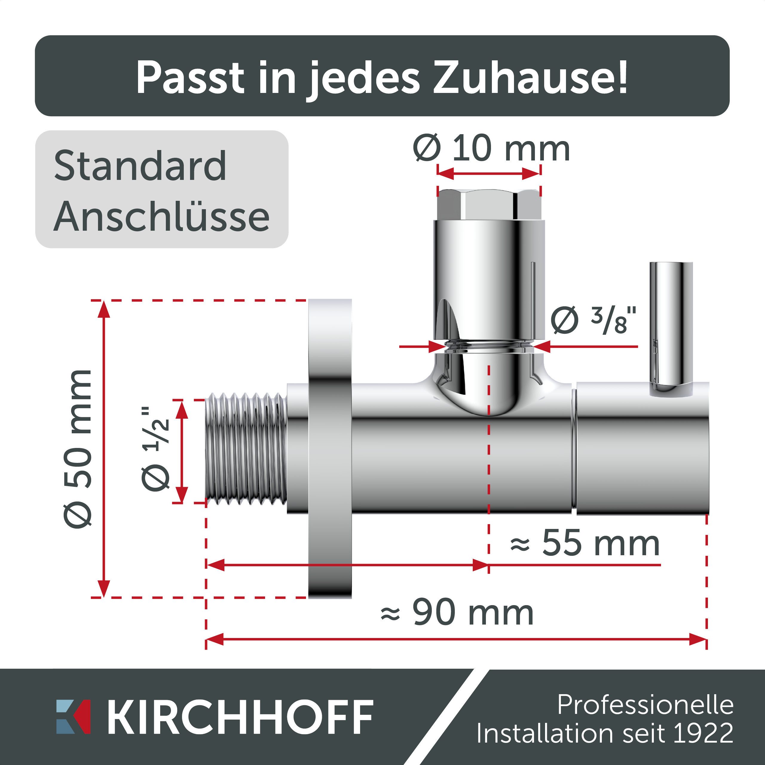 Kirchhoff Hoekventiel JONI Universele hoekventiel met snelsluiting, ½"