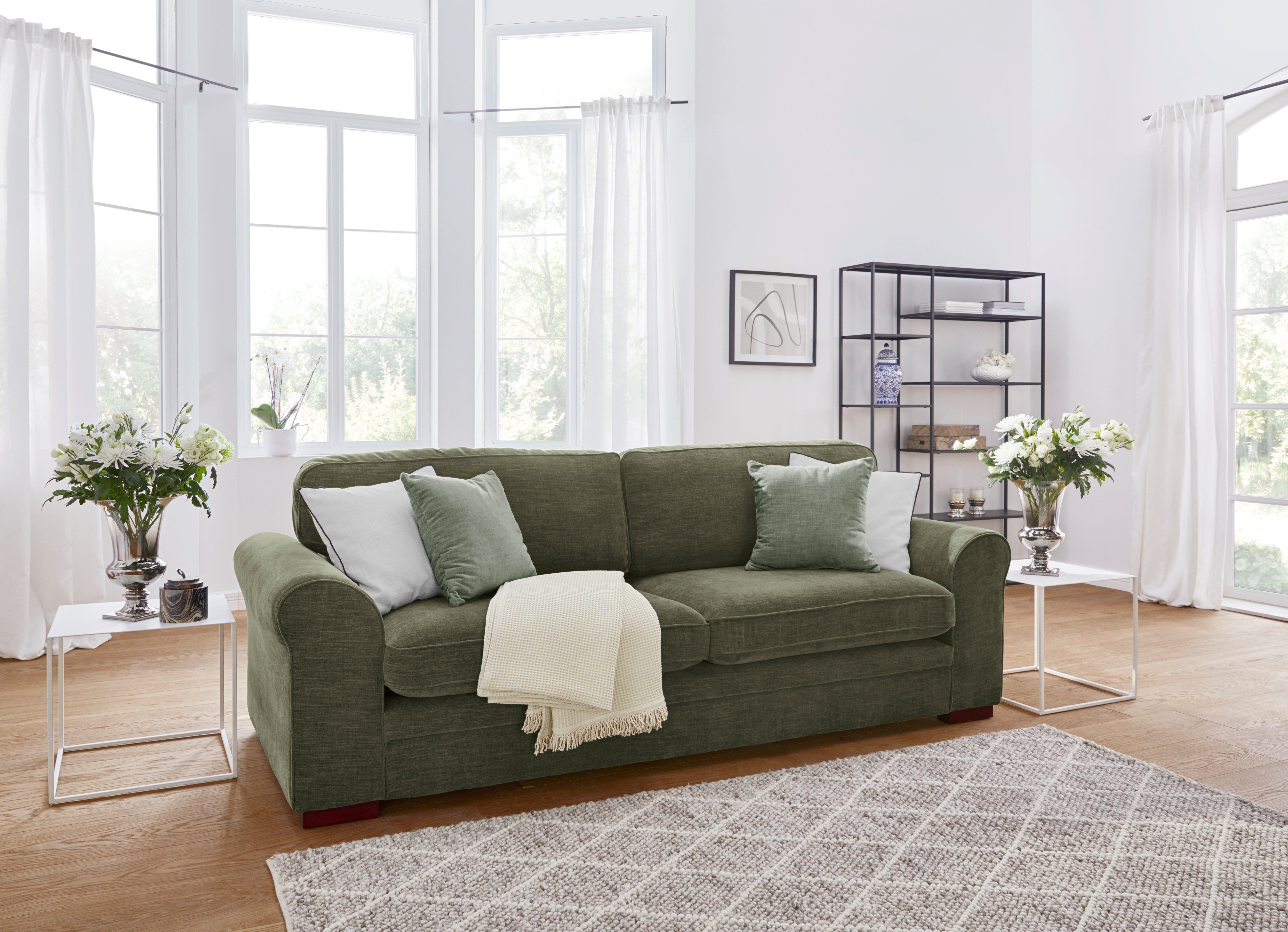 Home affaire 3-zitsbank Broughton zacht zitcomfort, incl. 2 sierkussens, opstaande naad
