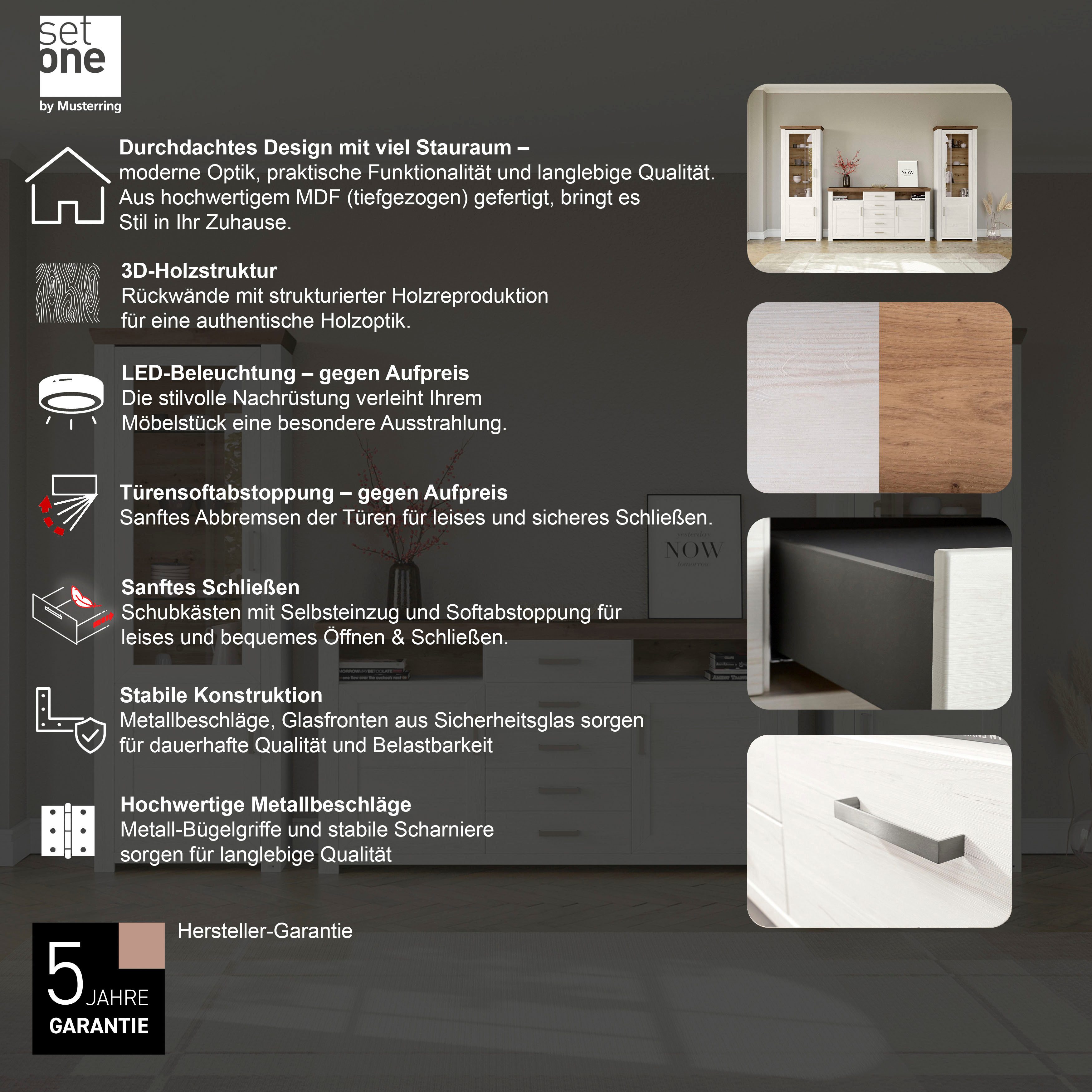 set one by Musterring Wandmeubel York Combinatie 05, in 3 kleurvarianten, totale breedte 354 cm (set, 3-delig)
