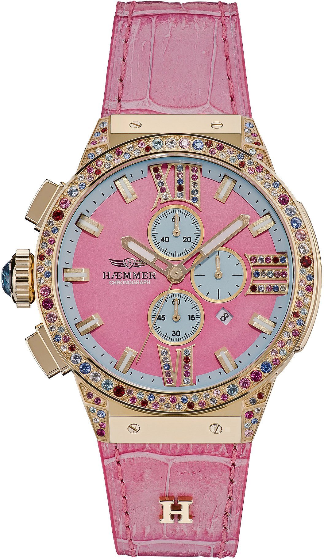 HAEMMER GERMANY Chronograaf TAFFY, E-005 Quartzhorloge, dameshorloge, datum, stopwatchfunctie,...