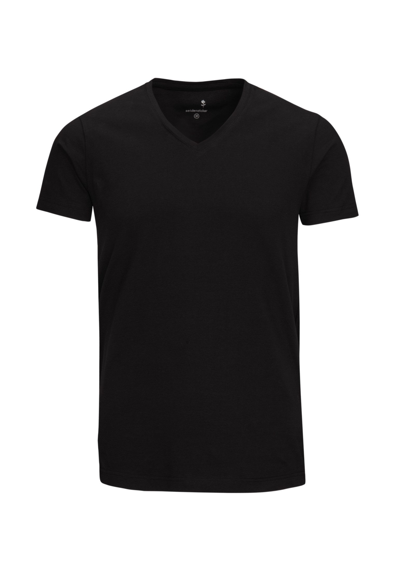 seidensticker T-shirt Zwarte roos Korte mouwen V-hals uni
