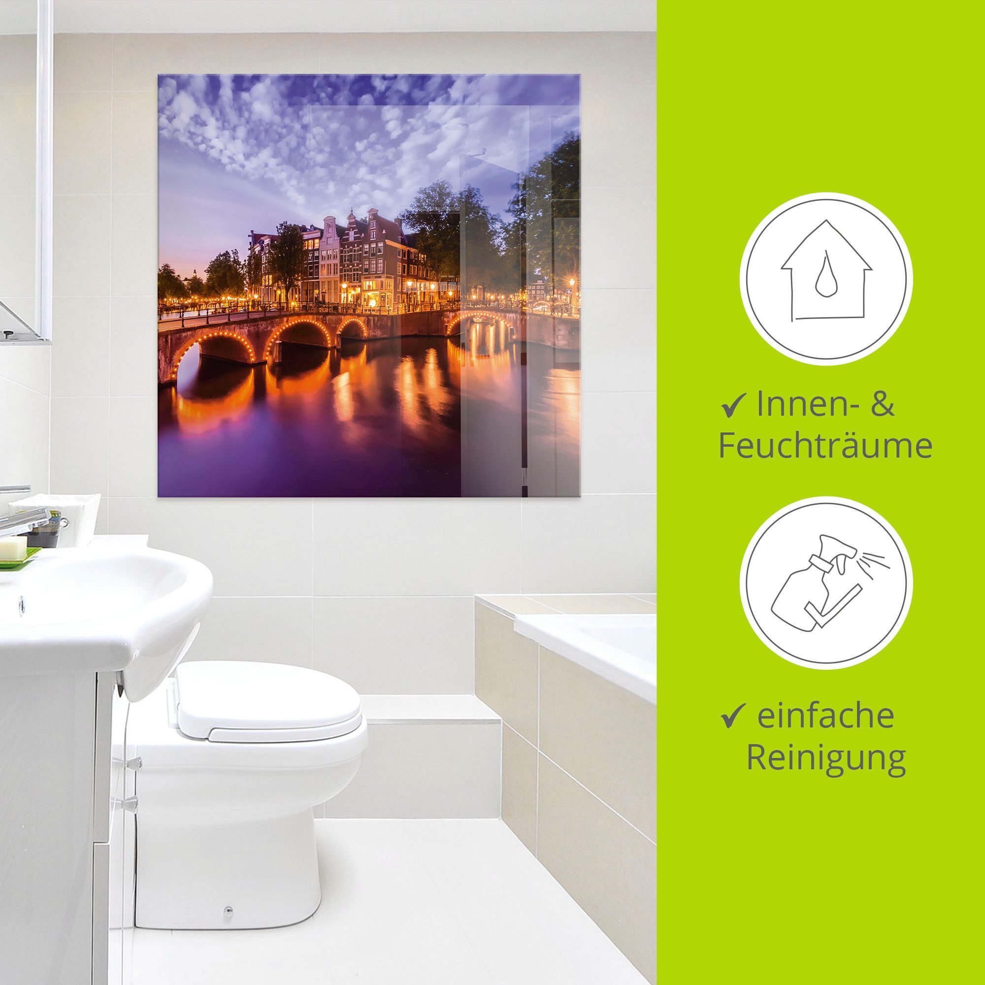 Artland Print op glas Amsterdam Keizersgracht Leidsegracht