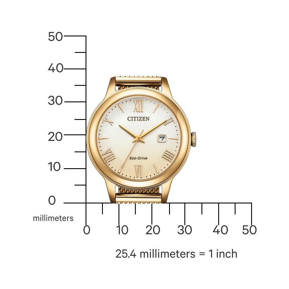 Citizen Solarhorloge Polshorloge, dameshorloge, roestvrijstalen band, analoog, datum, Eco-Drive