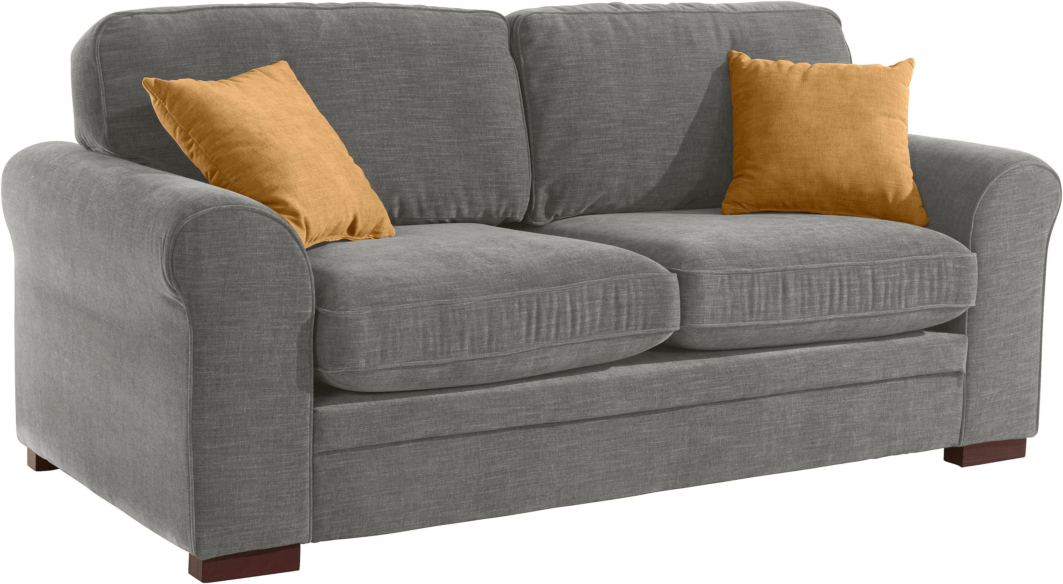 Home affaire 2-zitsbank Broughton zacht zitcomfort, incl. 2 sierkussens, opstaande naad