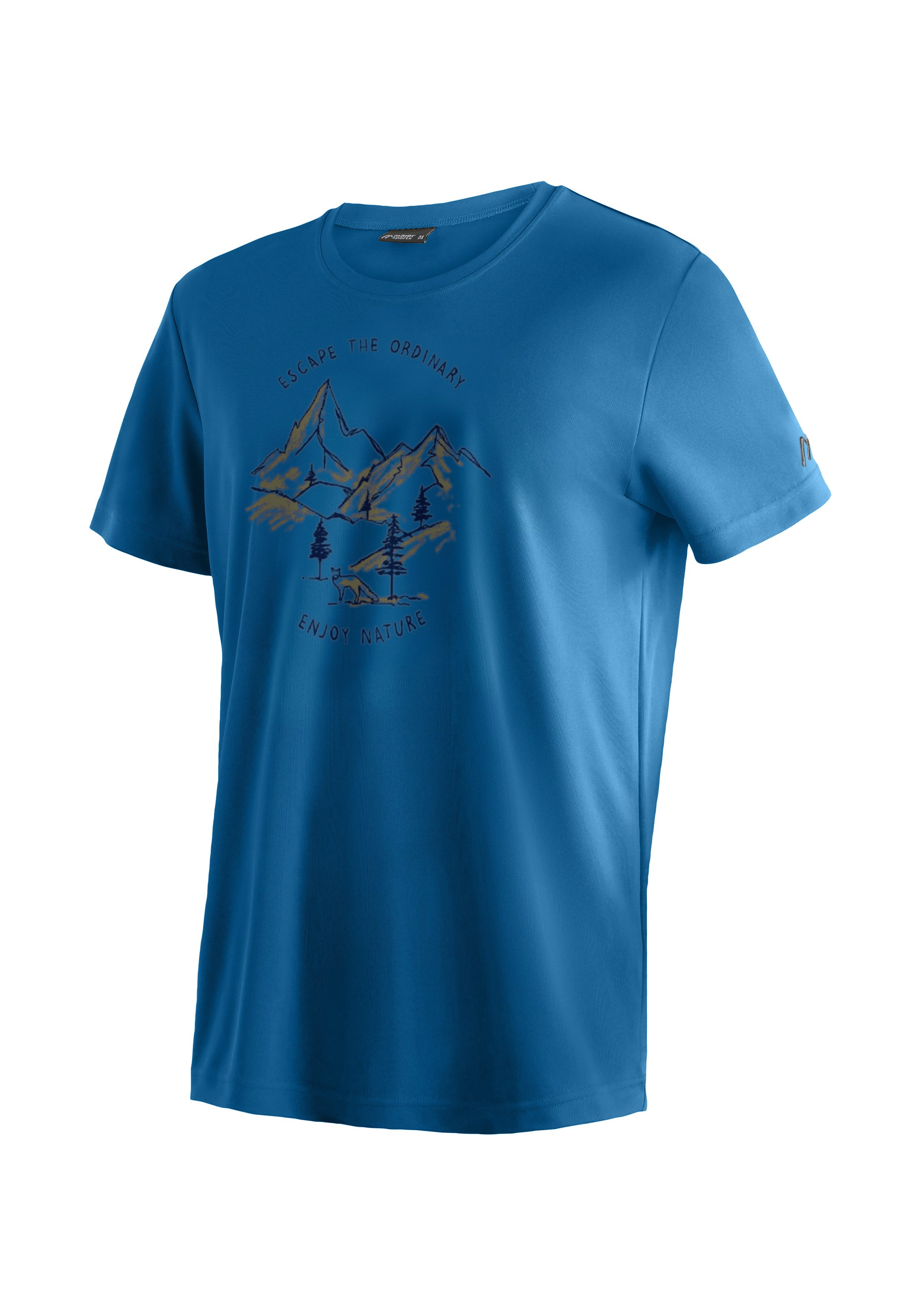 Maier Sports T-shirt Dieter print Heren functioneel shirt, vrijetijdsshirt met print, regular fit heren t-shirts maat 7XL blauw