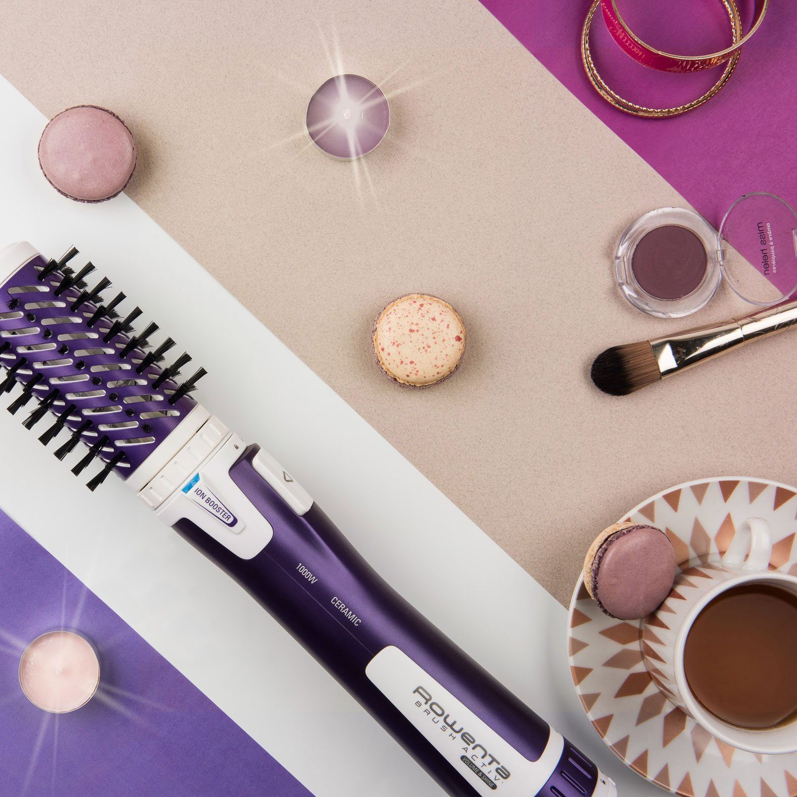 Rowenta Stylingborstel met warme lucht Brush Activ Volume & Shine, roterend, 2 borstelkoppen, Keramische coating, 3 snelheidsniveaus, koude stand, CF9530