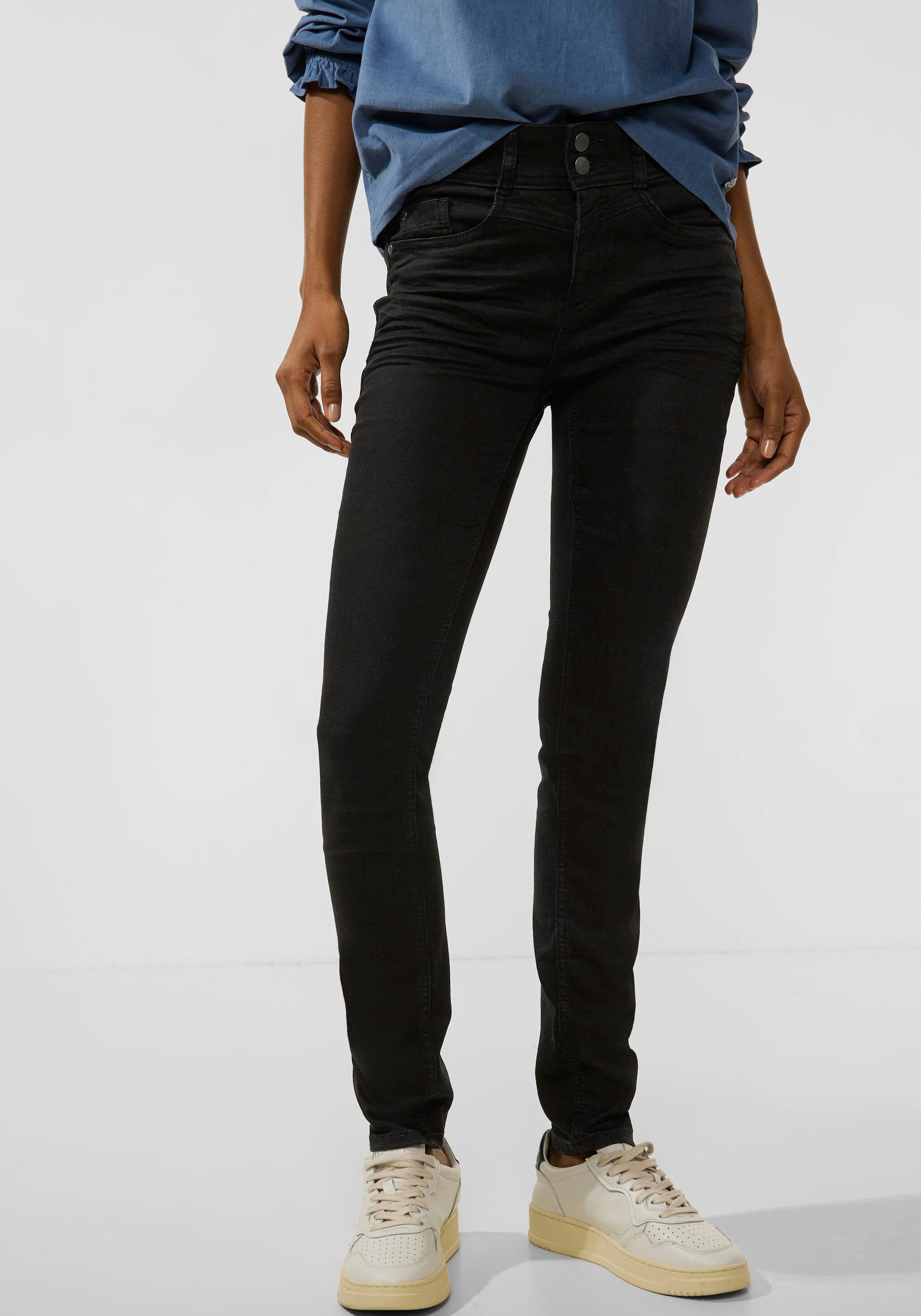 STREET ONE Slim fit jeans in 5-pocketsstijl dames slim fit jeans maat 26 zwart