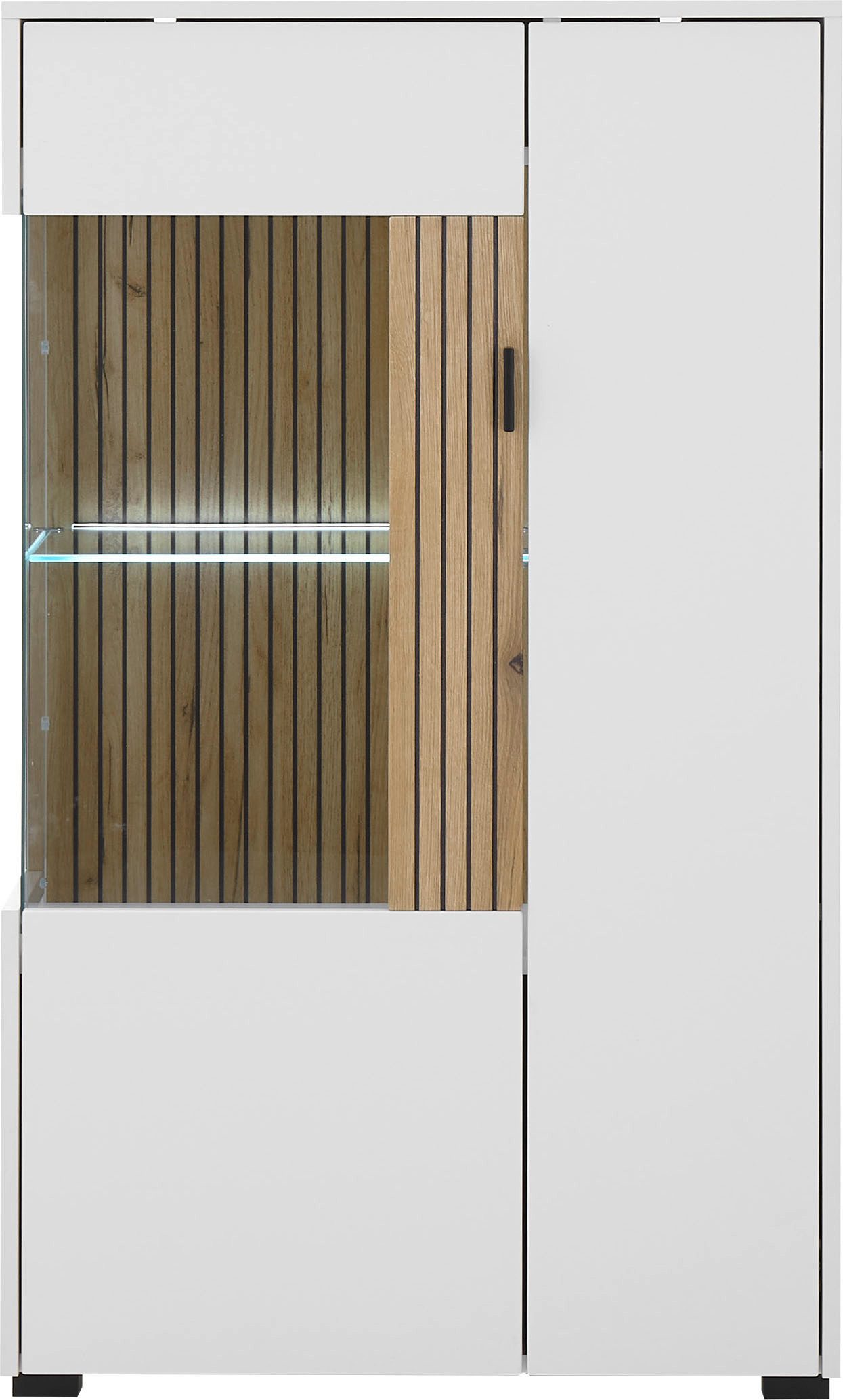 INOSIGN Vitrinekast Hudson, opberghangkast in moderne trendkleur, handgrepen van metaal (zwart), hoogte 125 cm