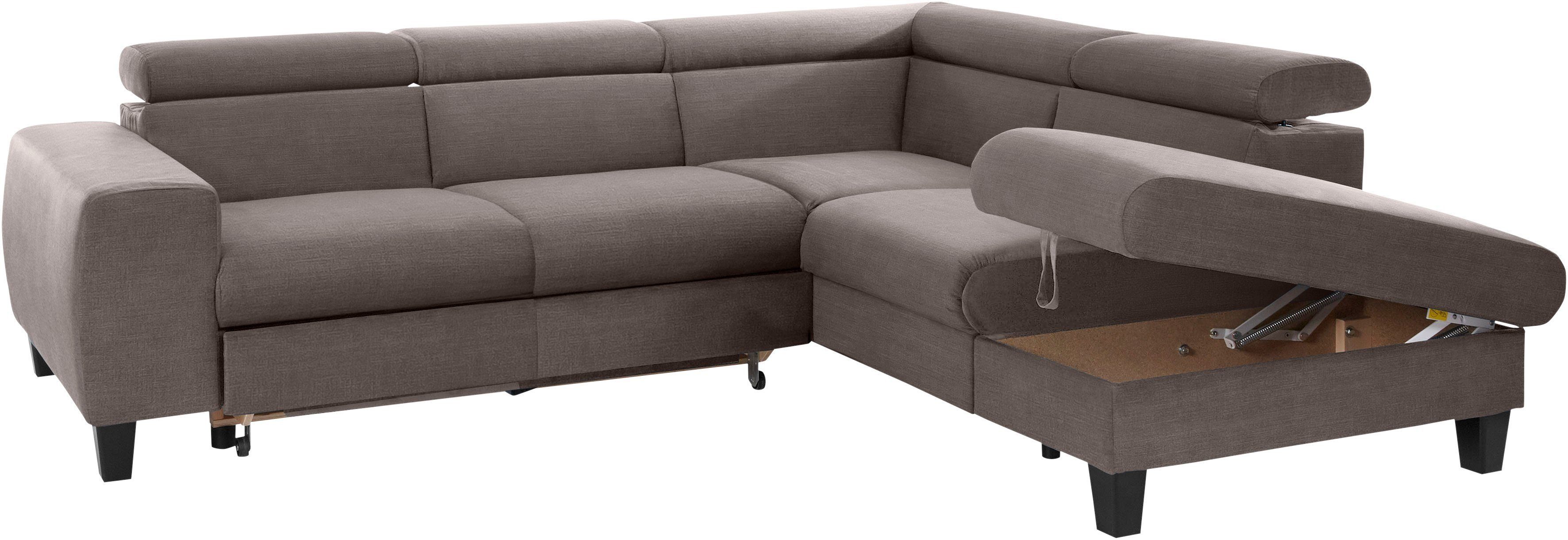 COTTA Zithoek Morven L-vorm Set bestaande uit: hoekbank met hoofdverstelling & hocker (set)