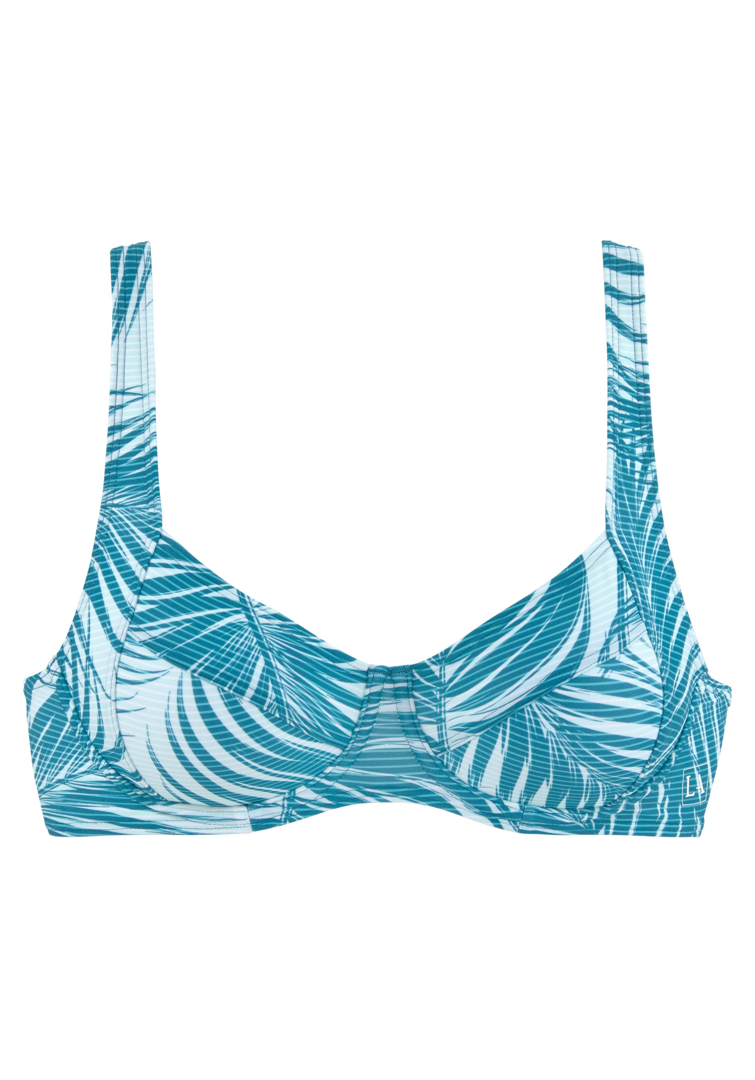 active by Lascana Bikinitop met beugels Coal met mix van motieven van palmen en strepen
