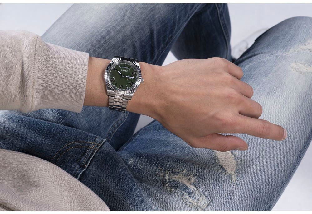 Guess Kwartshorloge CONNOISSEUR Armbanduhr, herenhorloge, datum, weekdag, roestvrijstalen band