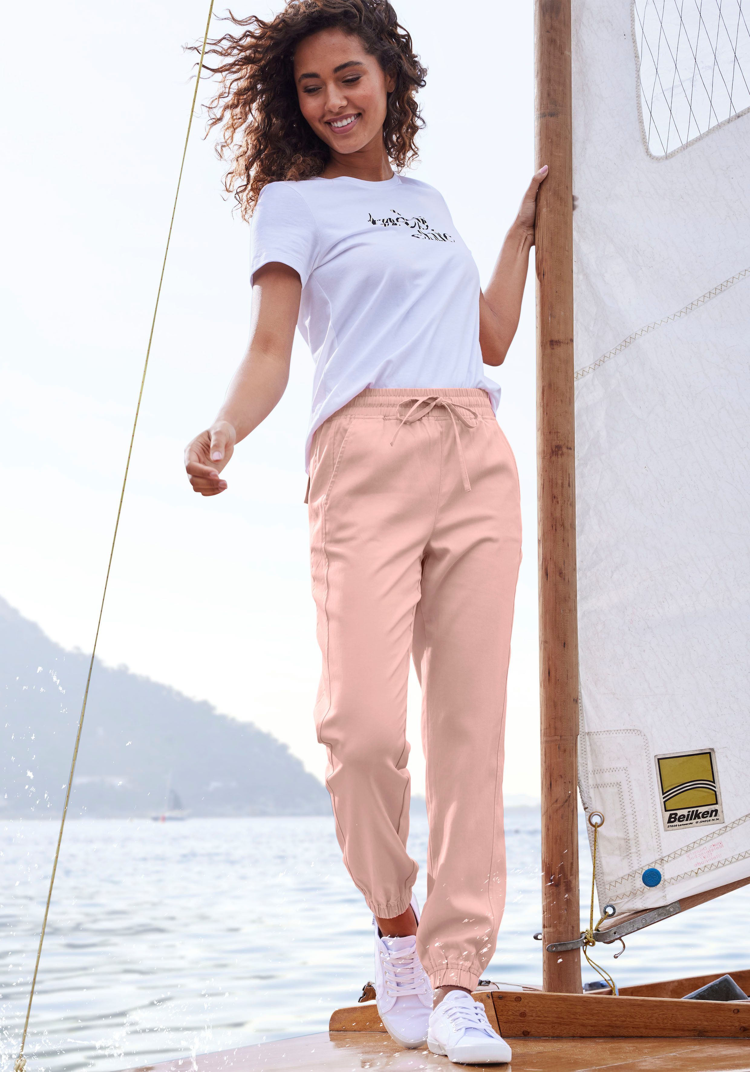Lascana Comfortbroek van geweven stof, elastische stofbroek met zakken