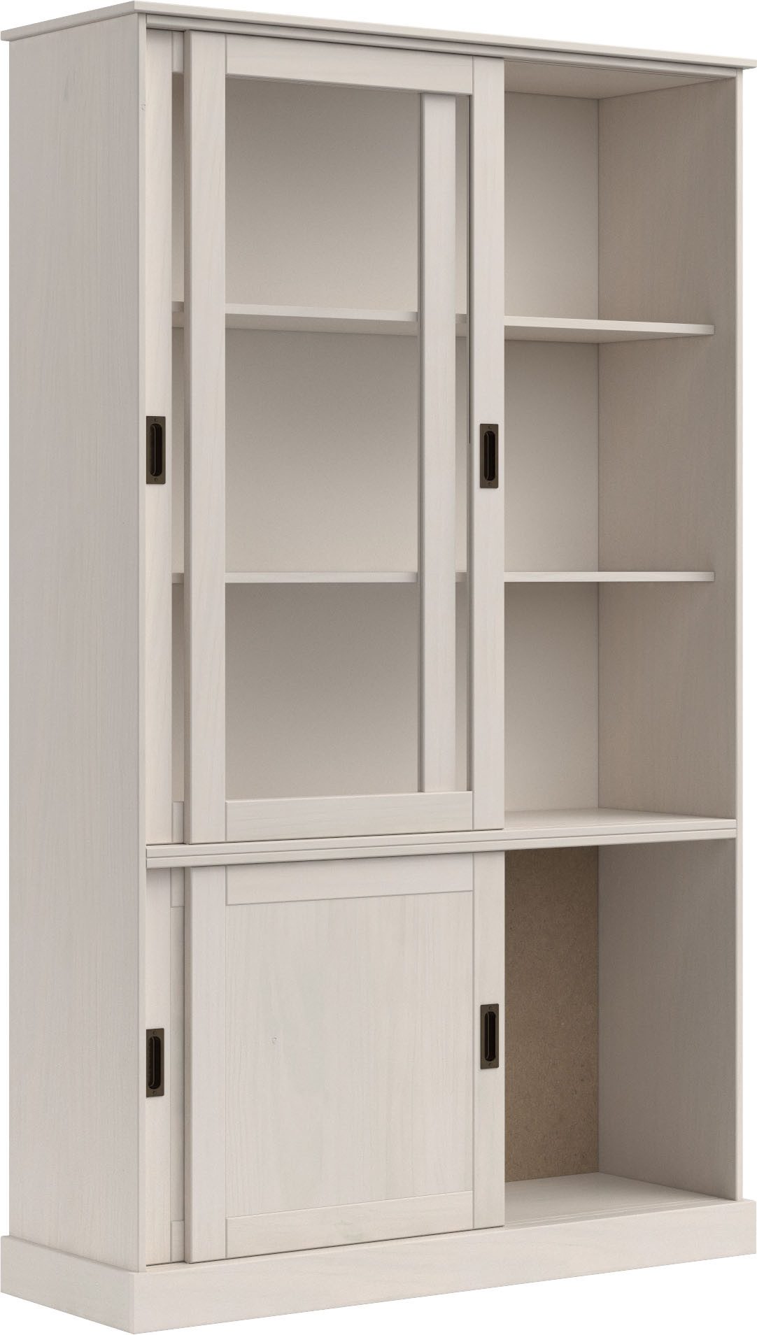 Home affaire Vitrinekast Schröder met 2+2 schuifdeuren, van massief grenenhout, breedte 114 cm