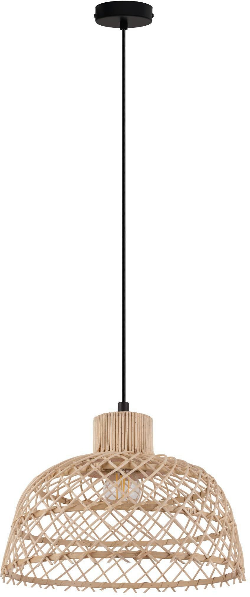 Hanglamp Ausnby bruin / ø37 h110 cm / excl. 1x e27 (max. 40 w) / gevlochten hout online bij | OTTO