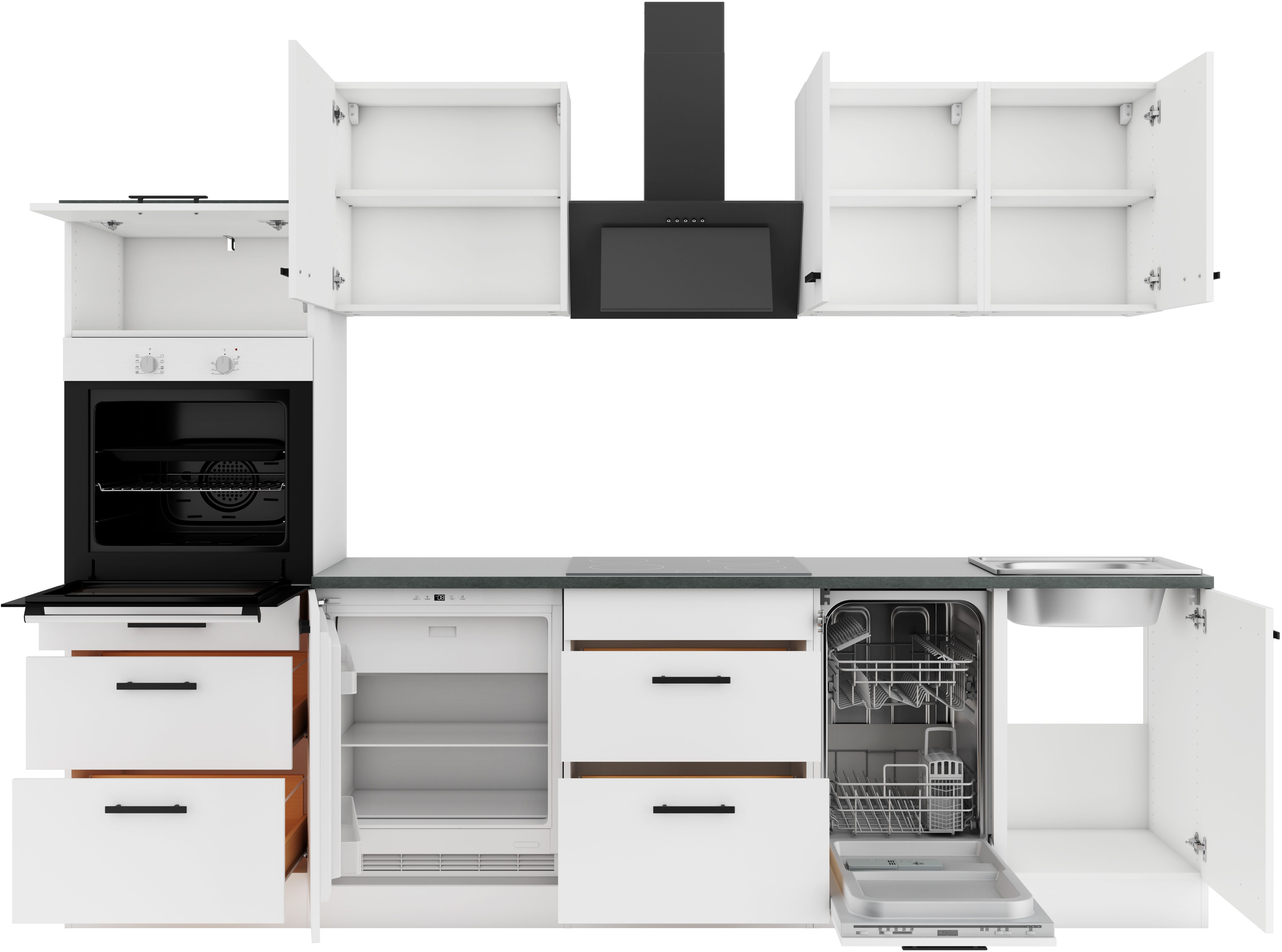 OPTIFIT Keukenblok Palma Breedte 270 cm, optioneel met E-apparaten, aan de zijkant omkeerbaar